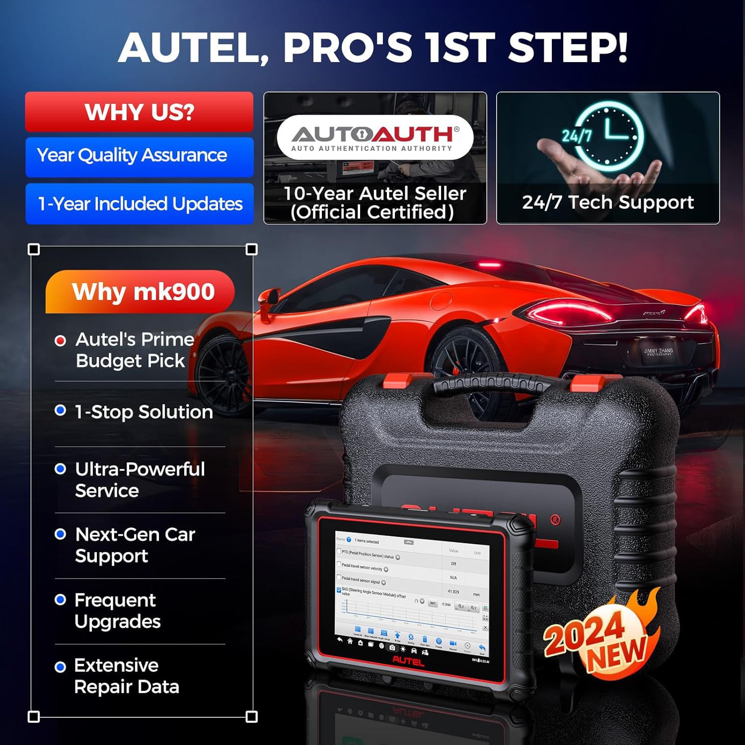 2025 Autel MaxiCOM MK900 Scanner CAN-FD & DoIP FCA & Renault SGW Access 40+ Service Nouvelle version de MK808BT PRO, MK808S, MK808Z