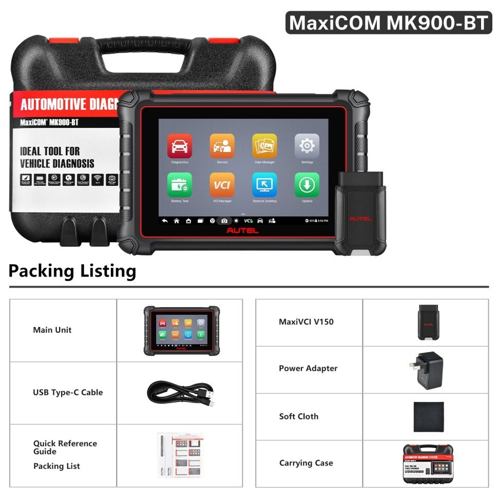 2025 Autel MaxiCOM MK900BT MK900-BT Scanner de diagnostic bidirectionnel Mise à jour de MX900 MK808BT MK808S CAN-FD&DOIP