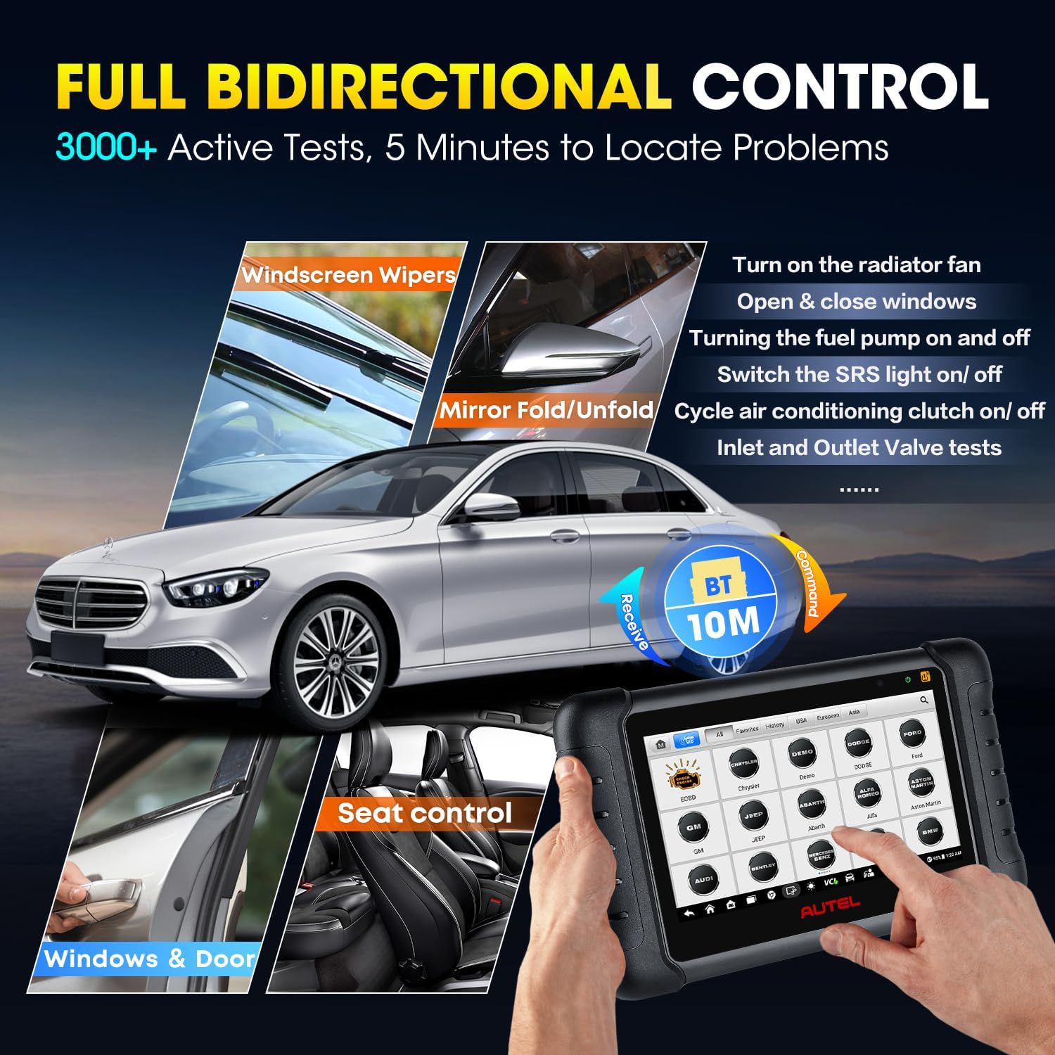 Autel MaxiPRO MP808BT Pro Kit avec adaptateurs OBDII Support 3000+ Codage ECU de soutien bidirectionnel, 30+ Services 150 marques, FCA AutoAuth