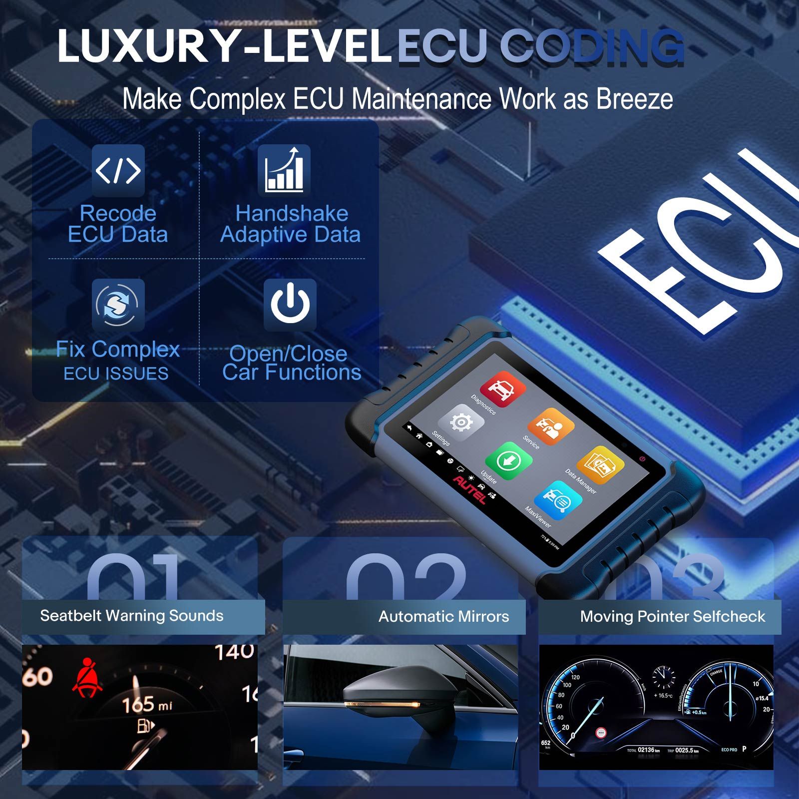 Autel MaxiPRO MP808S Outil de balayage bidirectionnel avec codage ECU Test actif 30+ Fonctions de service Travailler avec MV105/MV108 mis à niveau de MP808/MP808BT/MK808