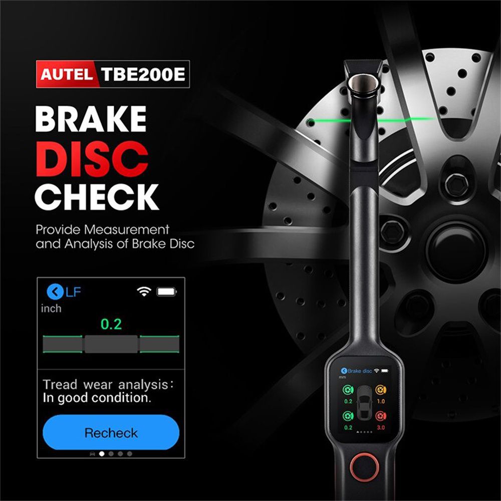 Autol maxitpms tbe200e tire Brake tester 2022 latest laser tire Stripe Depth Brake disc Wear 2in1 Tester with its600e