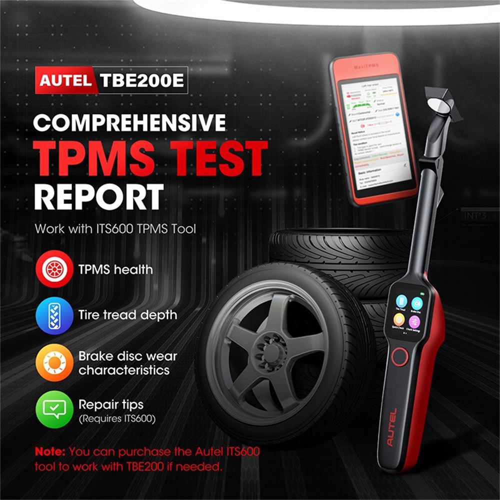 Autol maxitpms tbe200e tire Brake tester 2022 latest laser tire Stripe Depth Brake disc Wear 2in1 Tester with its600e