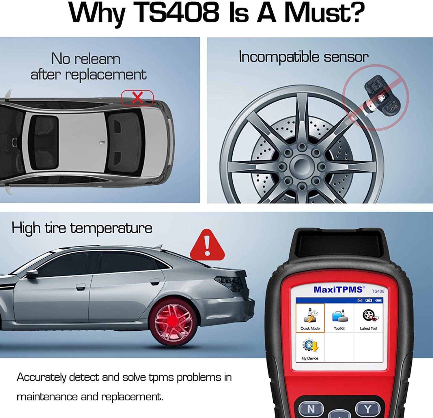 Original Autel MaxiTPMS TS408 TPMS Relearn Tool Cleaner Activer/lire TPMS Capteurs Programme Mise à jour à vie Mise à jour de TS401