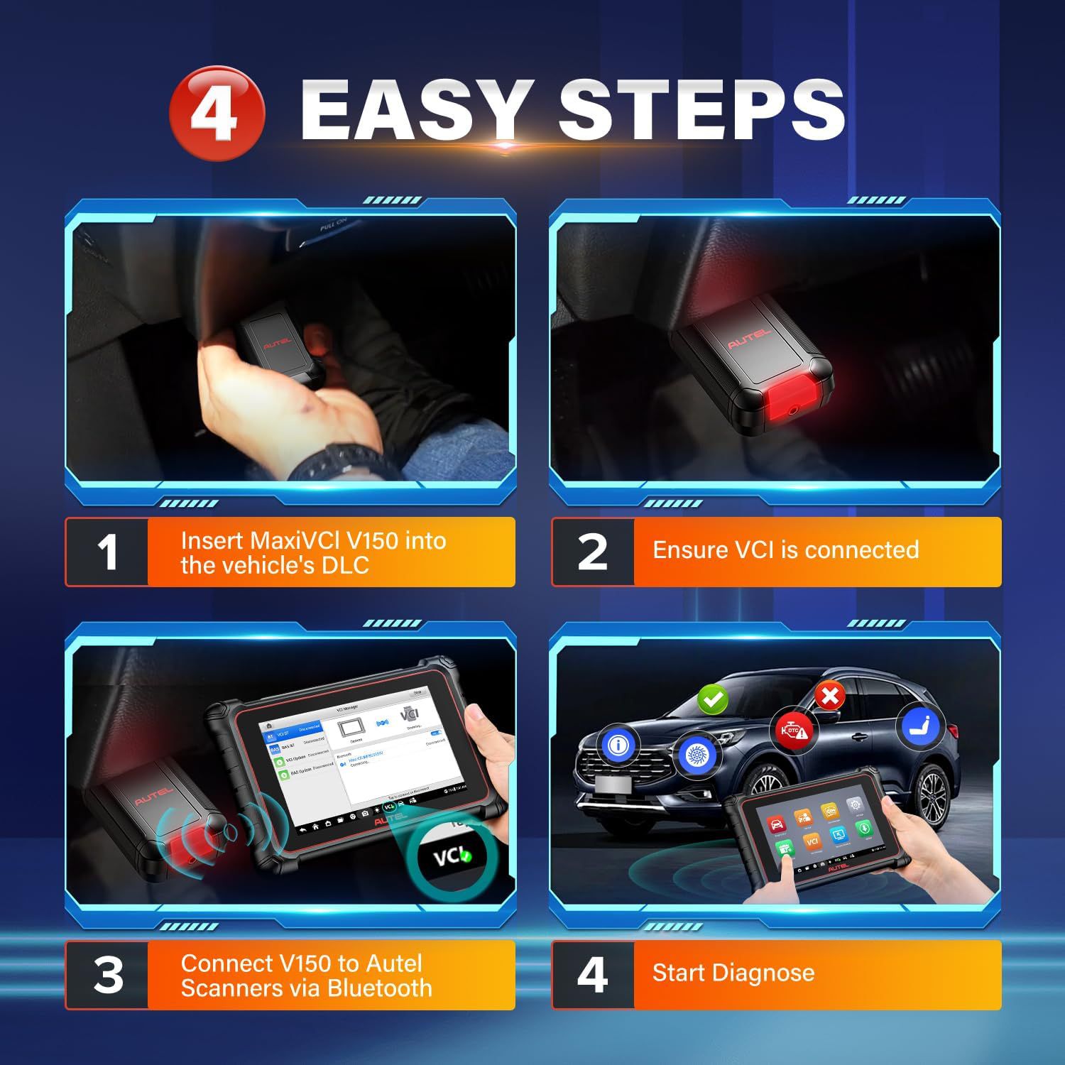 2025 Autel MaxiVCI V150 VCI150 Dongle sans fil, travail de protocole CAN FD / DOIP de soutien pour les scanners Autel 900 Series MK900BT MP900BT MP900Z-BT MP900TS
