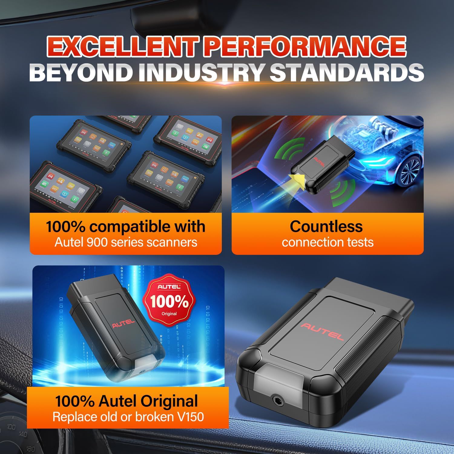 2025 Autel MaxiVCI V150 VCI150 Dongle sans fil, travail de protocole CAN FD / DOIP de soutien pour les scanners Autel 900 Series MK900BT MP900BT MP900Z-BT MP900TS