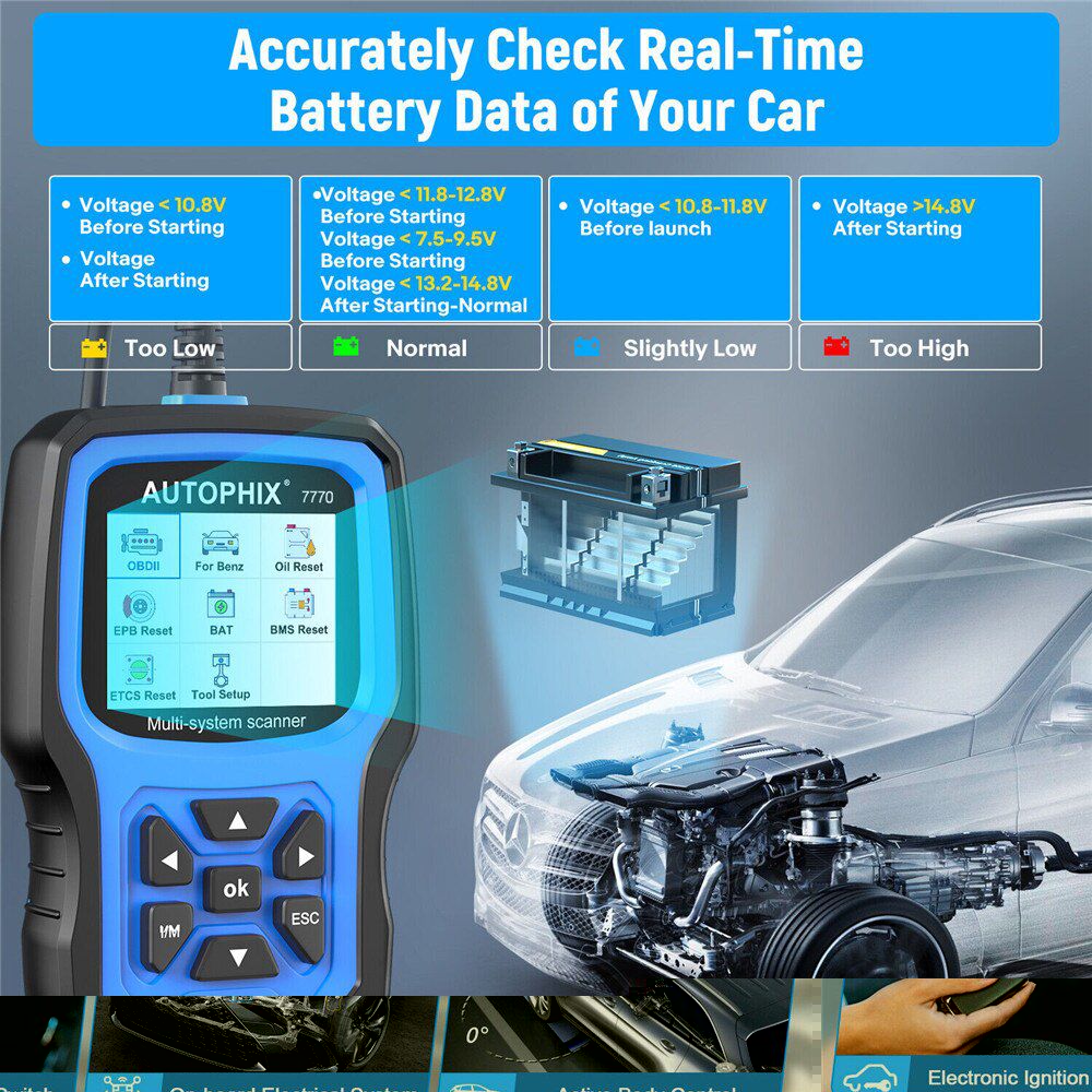 Autophix 7770 OBD2 scanner système complet pour Mercedes - Benz DPF Réinitialisation de l'huile TPMS ABS EPB outil de diagnostic de voiture