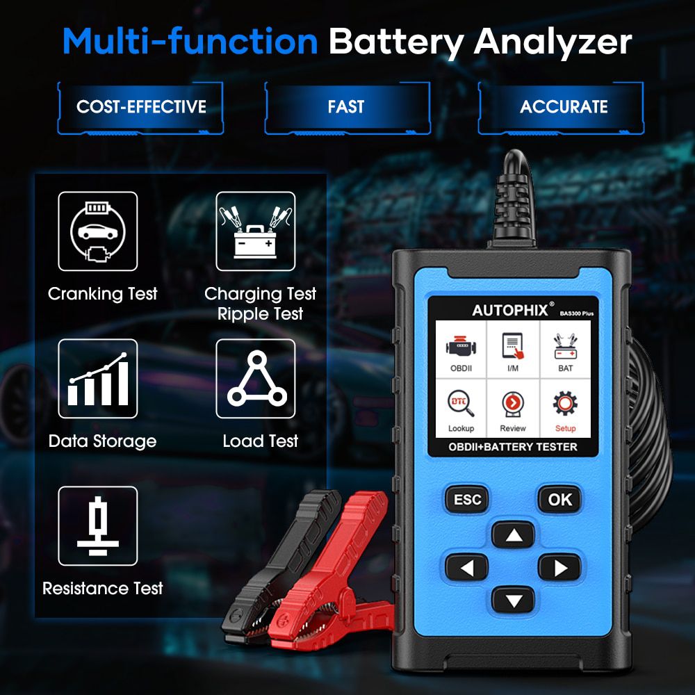 Autophix bas300 plus 2 - en - 1 lecteur de code de scanner de voiture obd 2 outil de diagnostic de voiture OBD2 moteur d'inspection 6 / 12 / 24V testeur de batterie