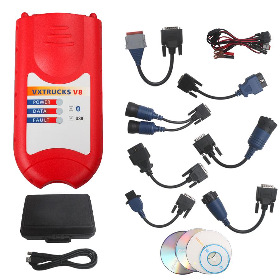 Nexiq Bluetooth version vxcar - V8 USB link Wireless Diagnostic Interface with all Adaptors (Red)