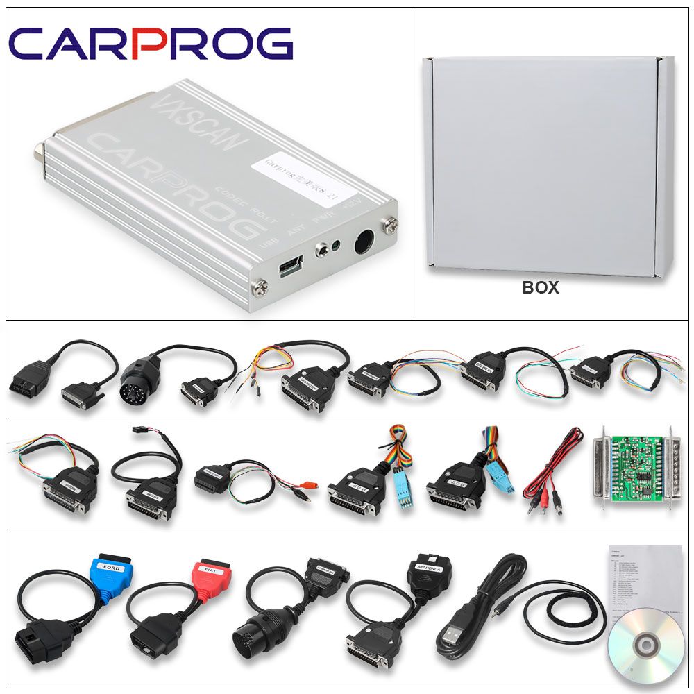 Carprog Full Perfect Version en ligne Firmware V8.21 Logiciel V10.93 avec tous les 21 adaptateurs Incluant l'autorisation complète