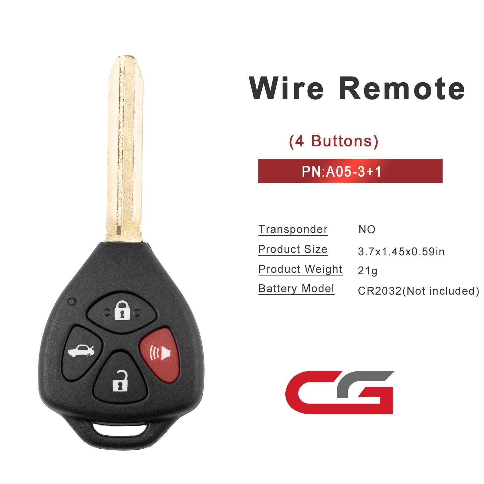 CG A05-3+1 TOYO.TA(3+1) télécommande de fil de 4 boutons utilisée avec le programmeur de clé à distance CGDI K2 5pcs/lot