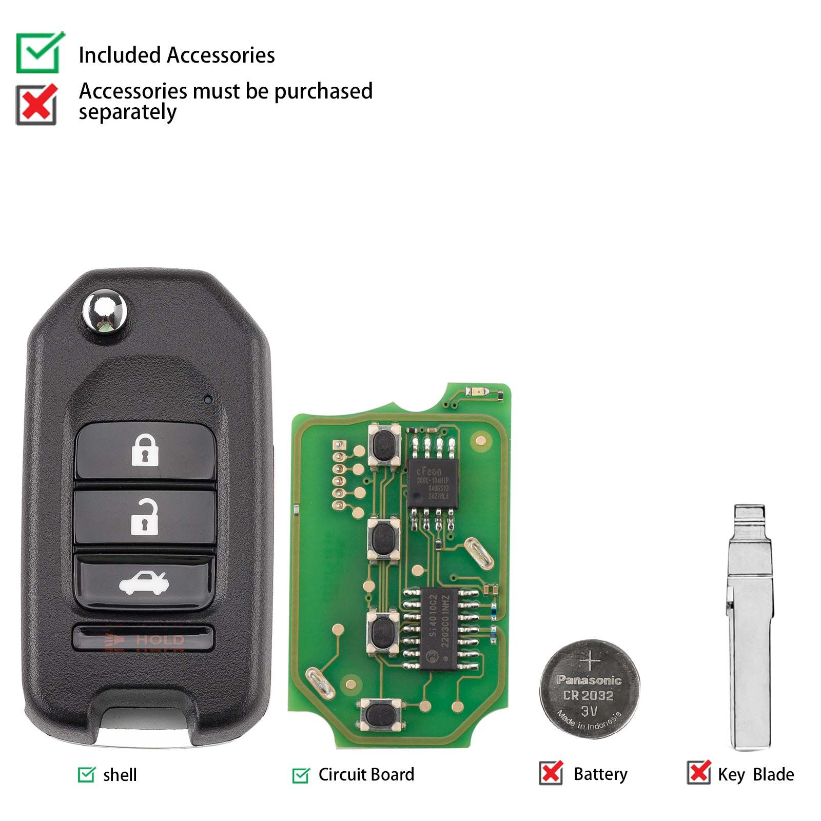 CG A10-3 + 1 HON.D Style (Flip-3 + 1BTN) 4 boutons fil télécommande utilisé avec CGDI K2 programmeur clé 5pcs / lot