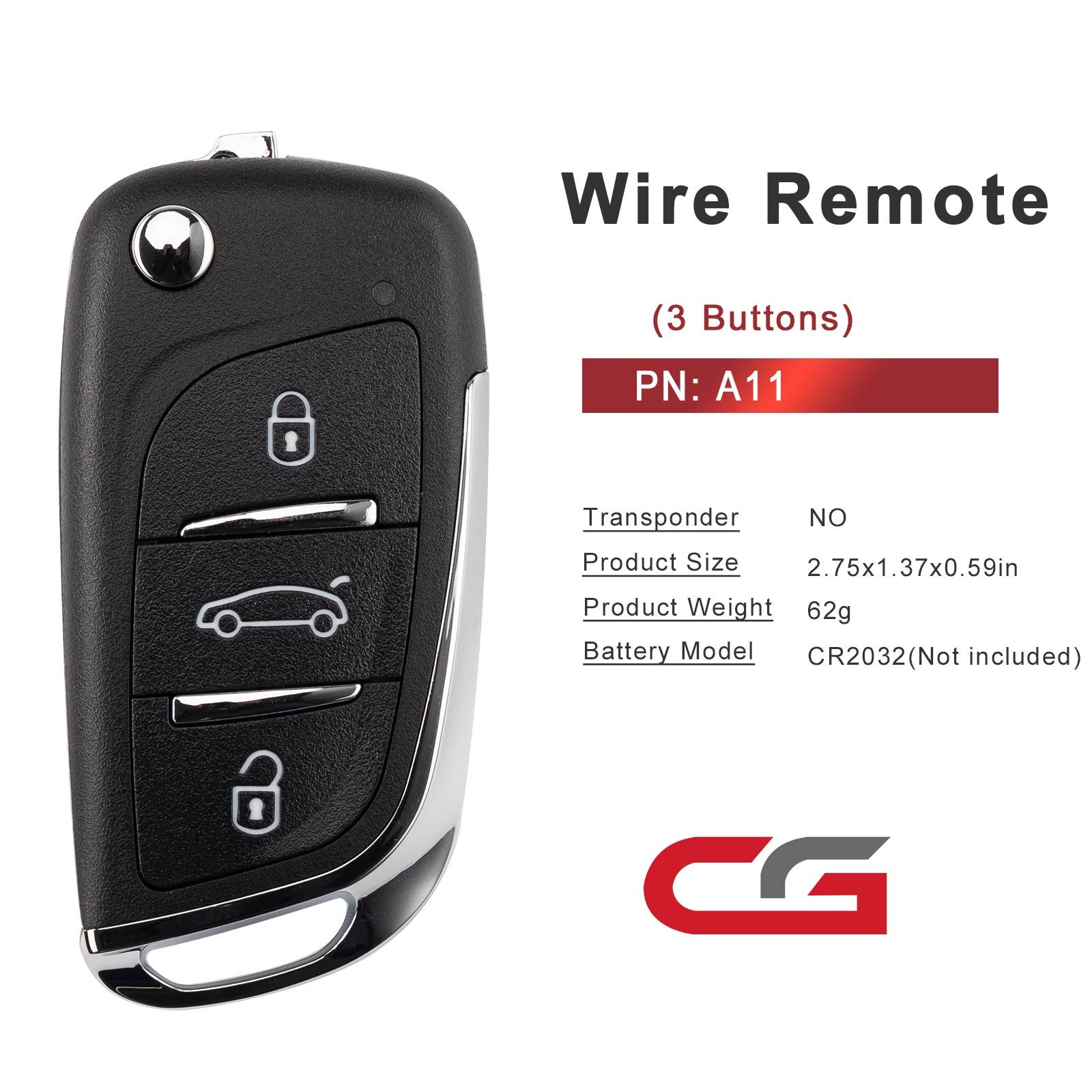 CG A11DS 3 boutons fil télécommande utilisé avec CGDI K2 programmateur clé à distance 5pcs/lot