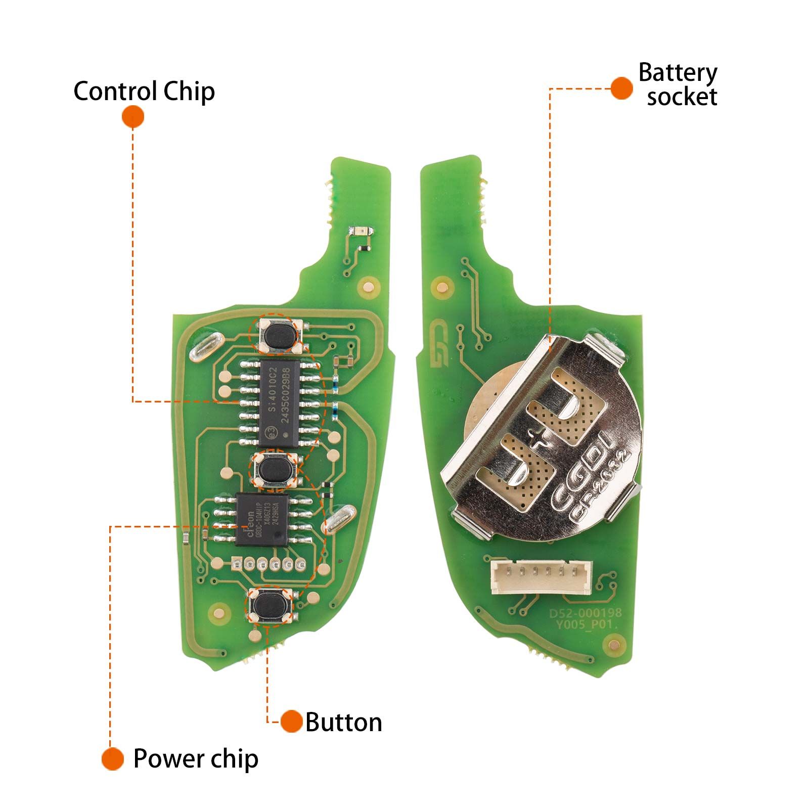 CG A29 DF (3BTN) 3 boutons métalliques fil télécommande utilisé avec CGDI K2 programmateur clé à distance 5pcs / lot