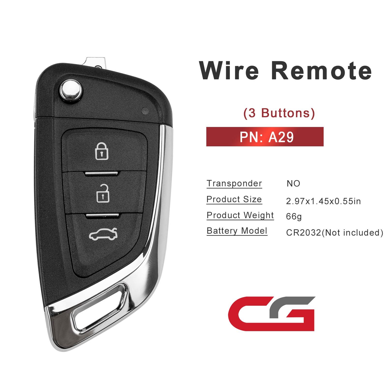 CG A29DF (3BTN) 3 boutons fil télécommande utilisé avec CGDI K2 programmateur clé à distance 5pcs/lot