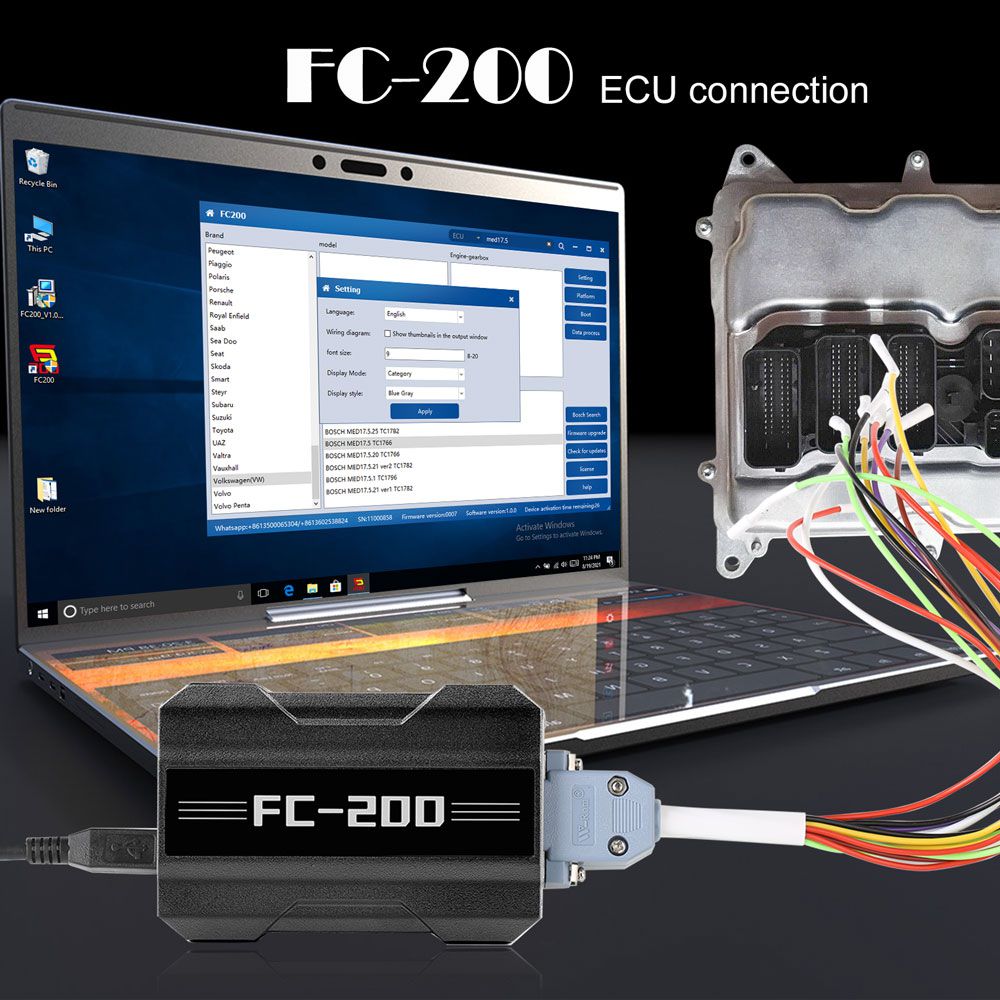 La version complète du programmeur cgdi fc200 FC - 200 ECU prend en charge la mise à niveau de 3 modes de fonctionnement pour 4200 ECU et at200