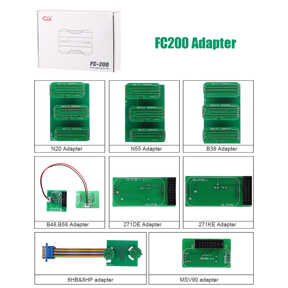 CG FC200 ECU Programmer Version complète avec nouveaux adaptateurs Set 6HP & 8HP / MSV90 / N55 / N20 / B48 / B58 et adaptateur MPC5XX pour EDC16 / ME9.0