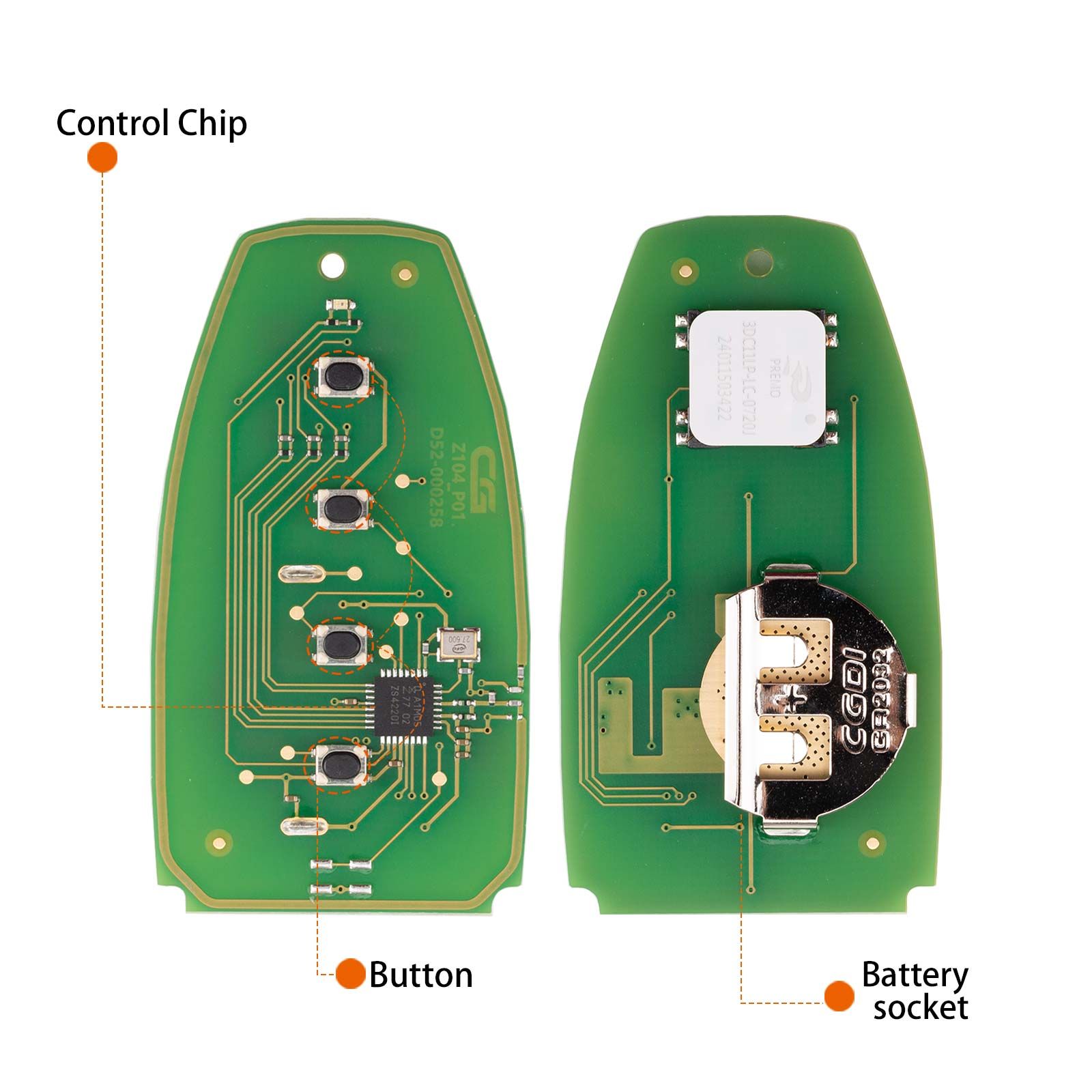 CG ZA21-4 FU.T(17,4-BTN) FOR.D 4 boutons Smart Remote utilisé avec le programmeur de clé à distance CGDI K2 5pcs/lot