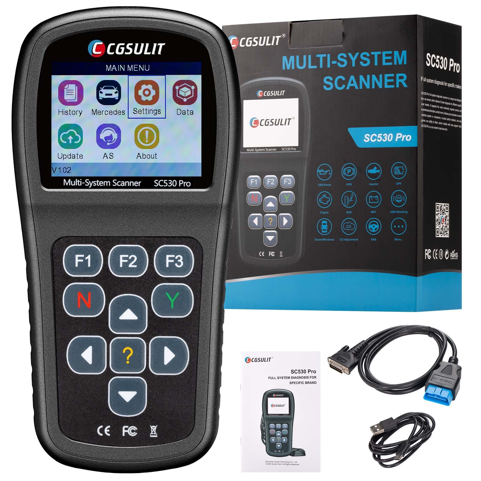 2025 CGSULIT SC530 Pro pour BENZ outil de balayage bidirectionnel du scanner OBD2 de diagnostic du système complet