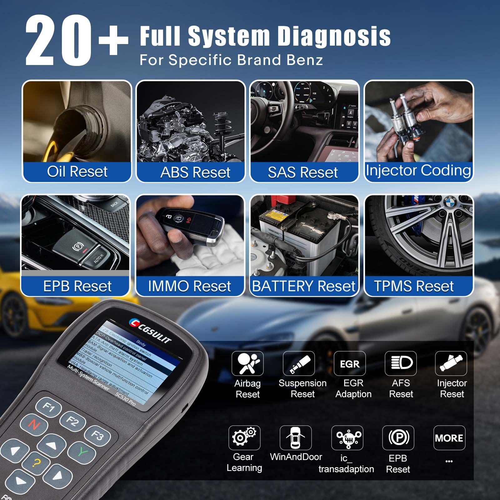 2025 CGSULIT SC530 Pro pour BENZ outil de balayage bidirectionnel du scanner OBD2 de diagnostic du système complet