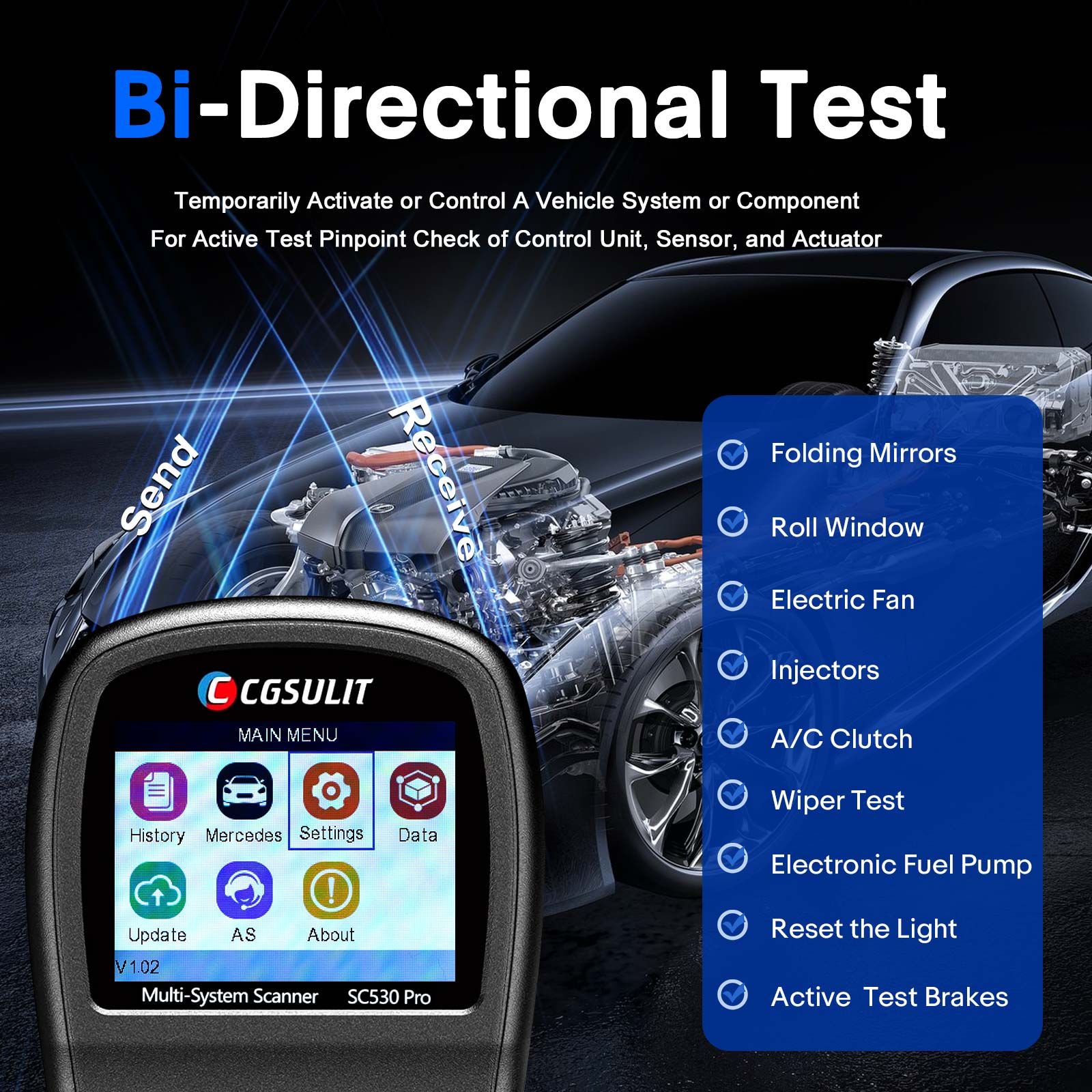 2025 CGSULIT SC530 Pro pour BENZ outil de balayage bidirectionnel du scanner OBD2 de diagnostic du système complet