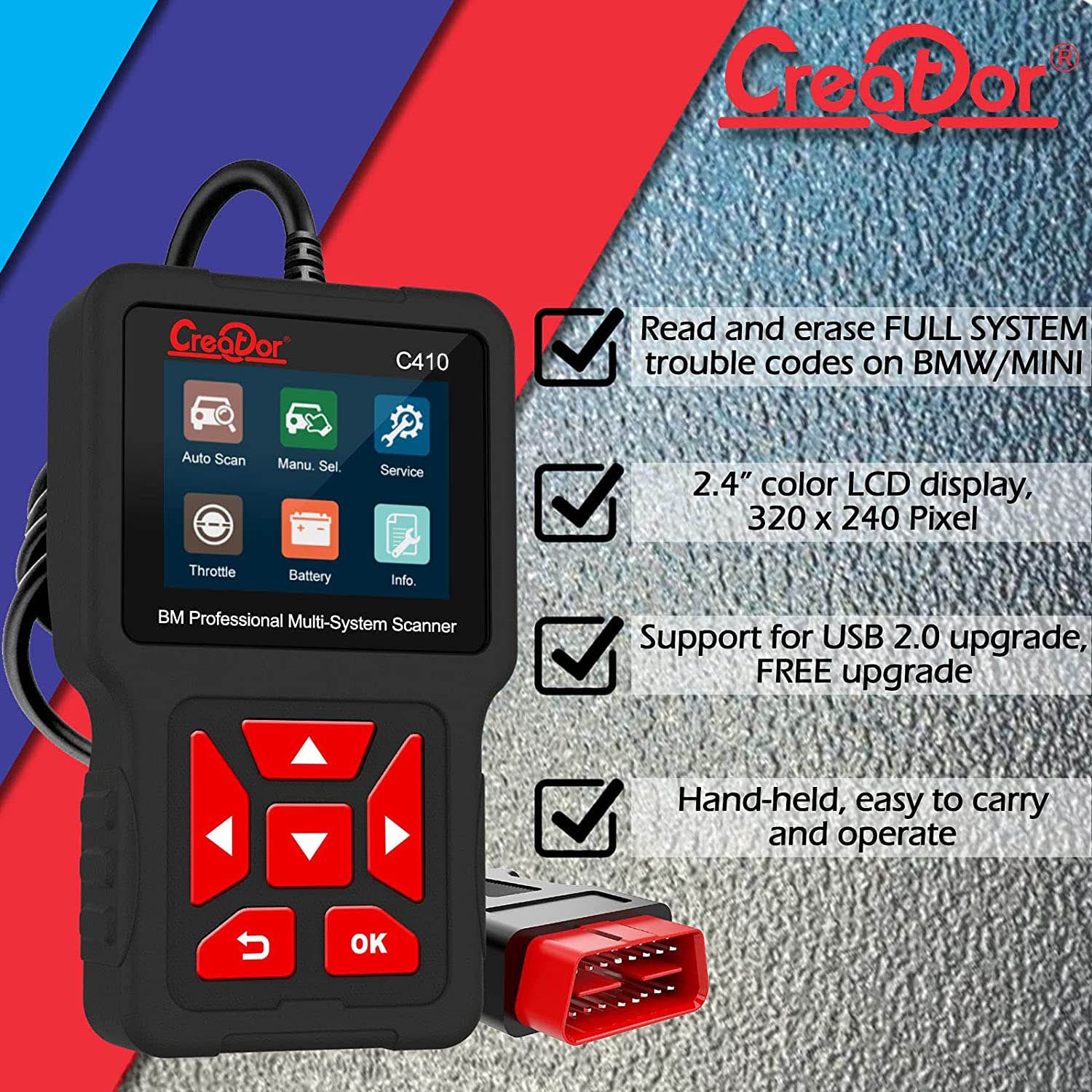 Creator c410 Professional OBD2 scanner lecteur de code pour BMW Mini Cooper Troubleshooter outil de diagnostic Multi - système (avec ABS)
