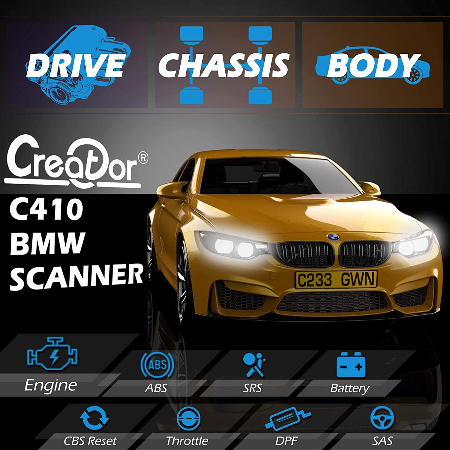 Creator c410 Professional OBD2 scanner lecteur de code pour BMW Mini Cooper Troubleshooter outil de diagnostic Multi - système (avec ABS)