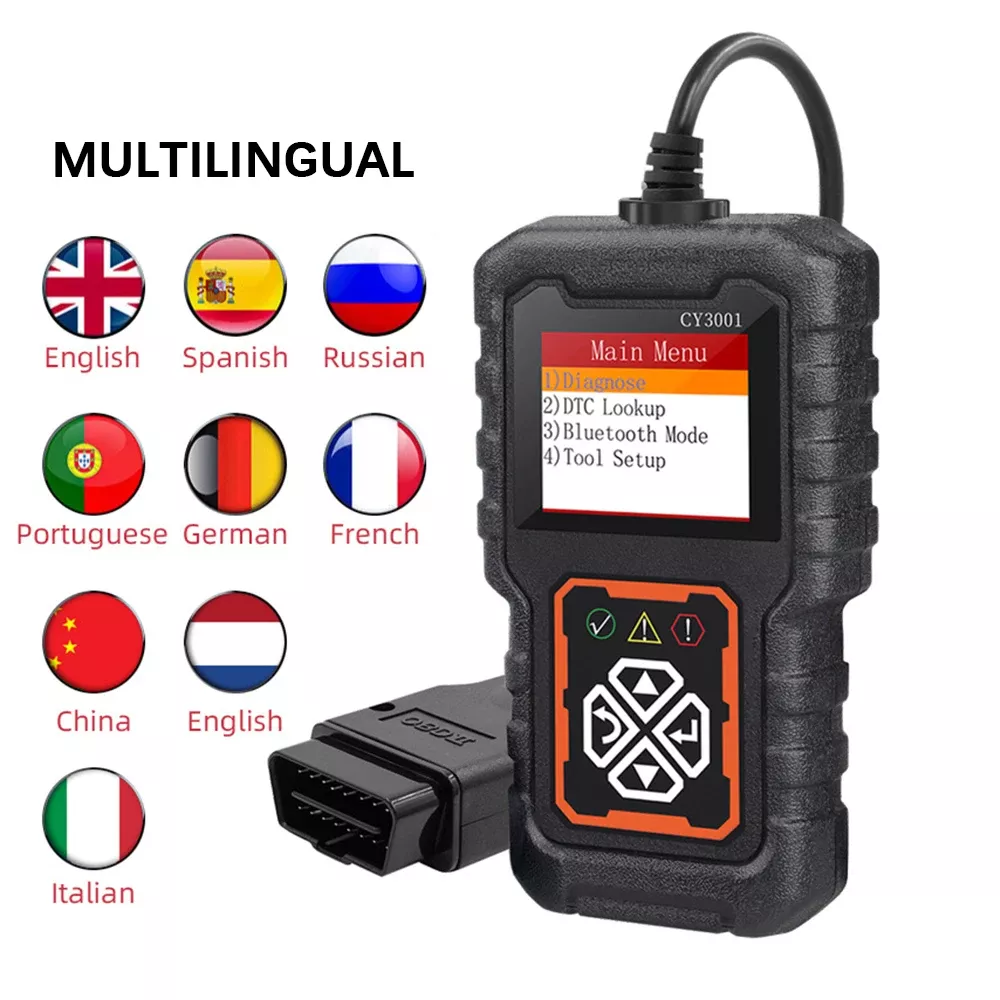 CY3001 OBD2 Code de défaut de lecteur de code clair EOBD OBD 2 Batterie de moteur de scanner O2 Capteur outil de diagnostic de voiture d'affichage numérique