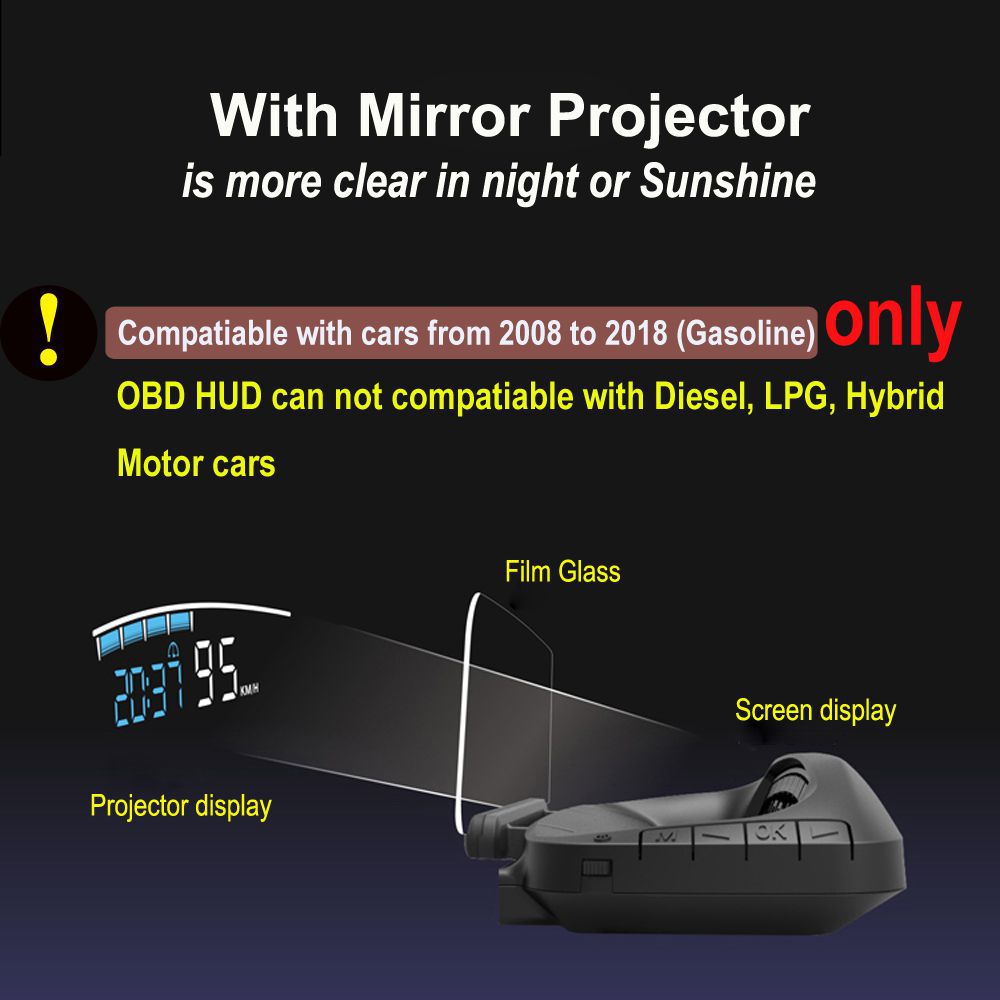 Eanop HUD Mirror 04 Automotive head up display OBD2 windscreen Speed Projector Safety Alarm Water Temperature overspeed RPM Voltage