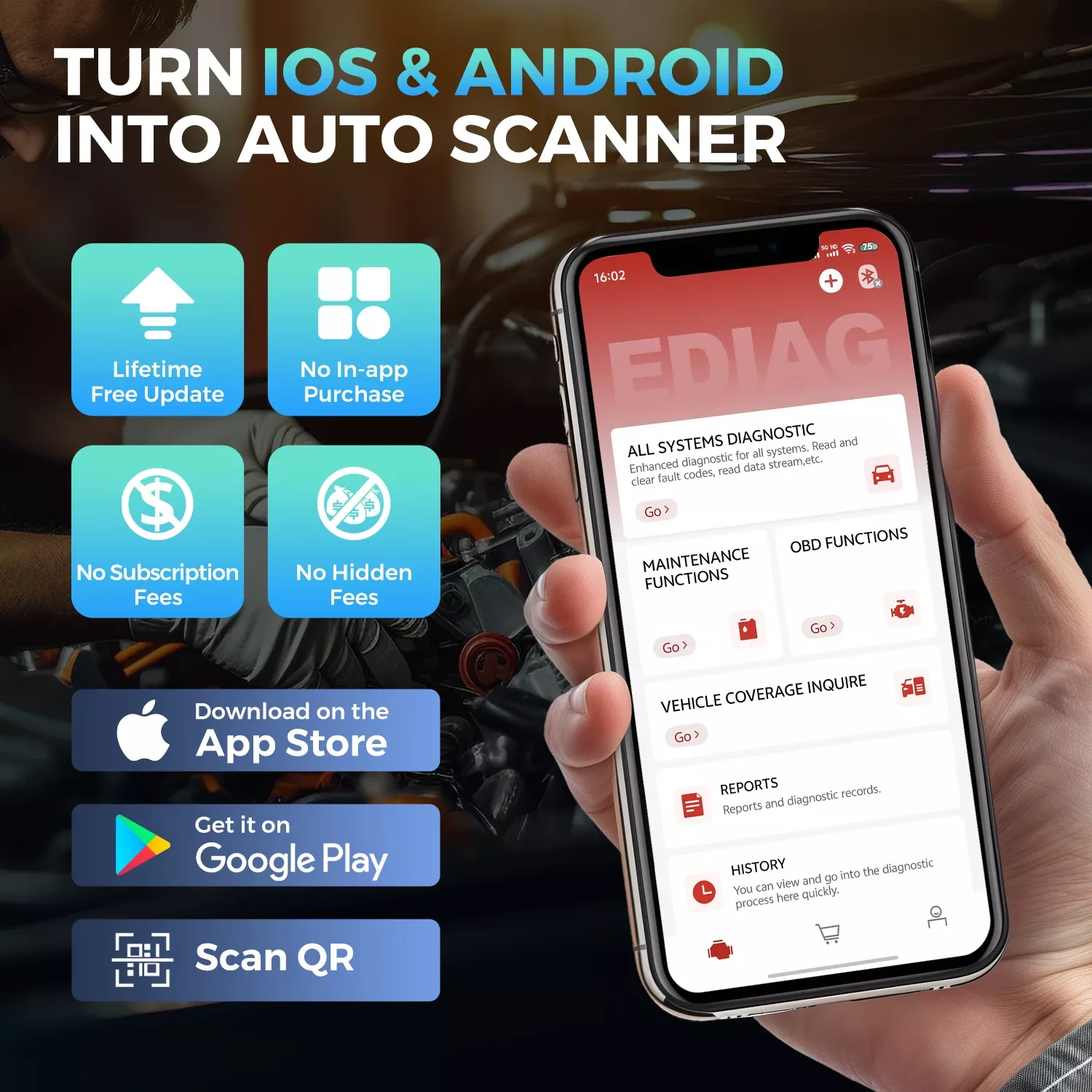 L'outil de diagnostic de voiture du scanner OBD2 du système complet d'Elite d'Ediag 15 réinitialise le test actif prend en charge ios android