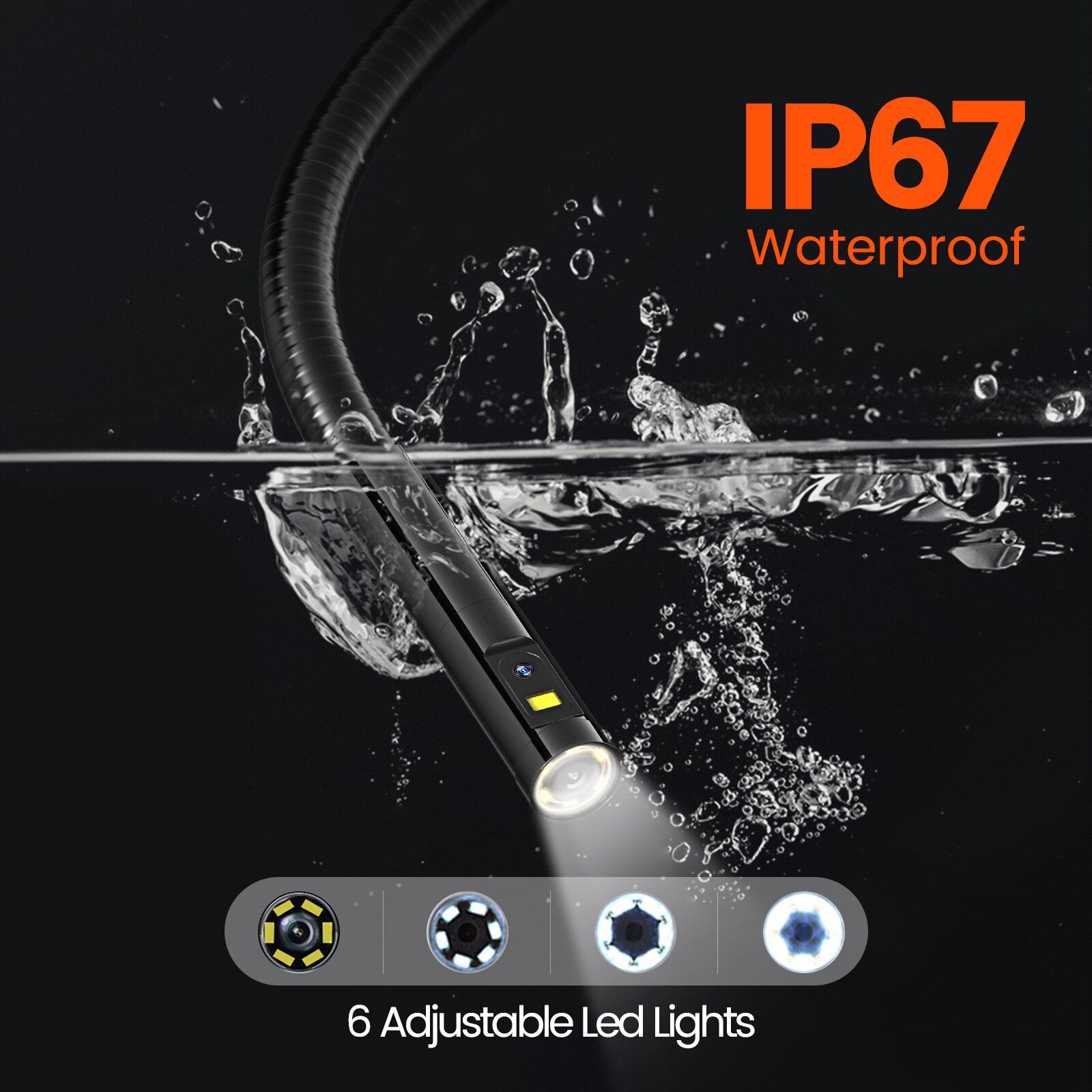 Caméra de contrôle IPS de 5 pouces caméra endoscopique à double lentille avec 7 LED