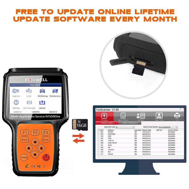 Fxwell nt650 Elite Multi - functional obd Service Tools with 11 Special functions