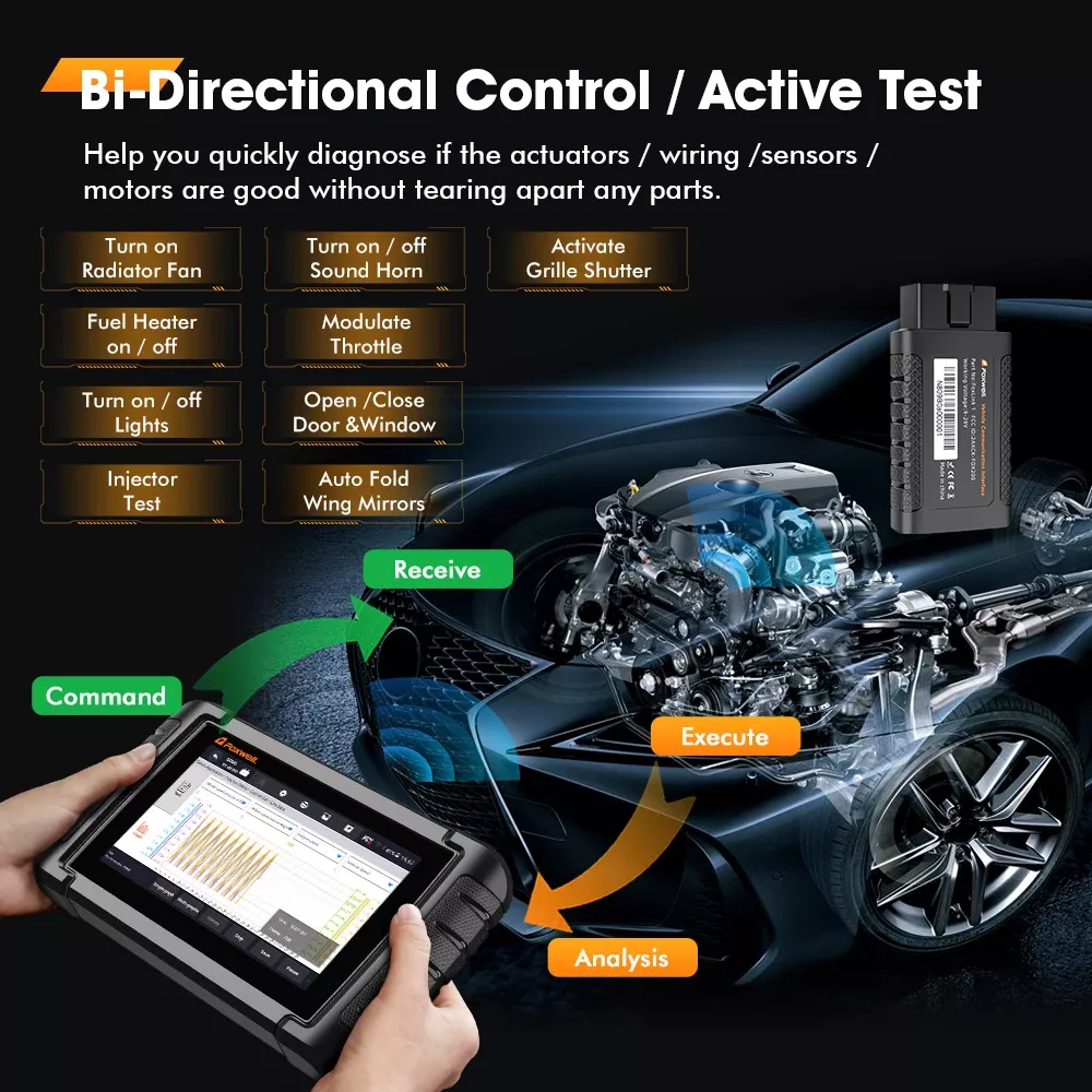 FOXWELL NT809BT OBD2 Bluetooth scanner automobile tout outil de numérisation bidirectionnelle du système 30+ outil de diagnostic de lecteur de code OBD2 de réinitialisation