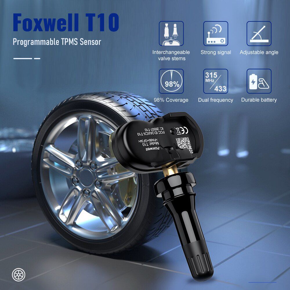 Foxwell T10 MX Sensor 315mhz 433MHz TPMS Sensor tire pressure monitor tester clonable Programmable Activating Universal Sensor