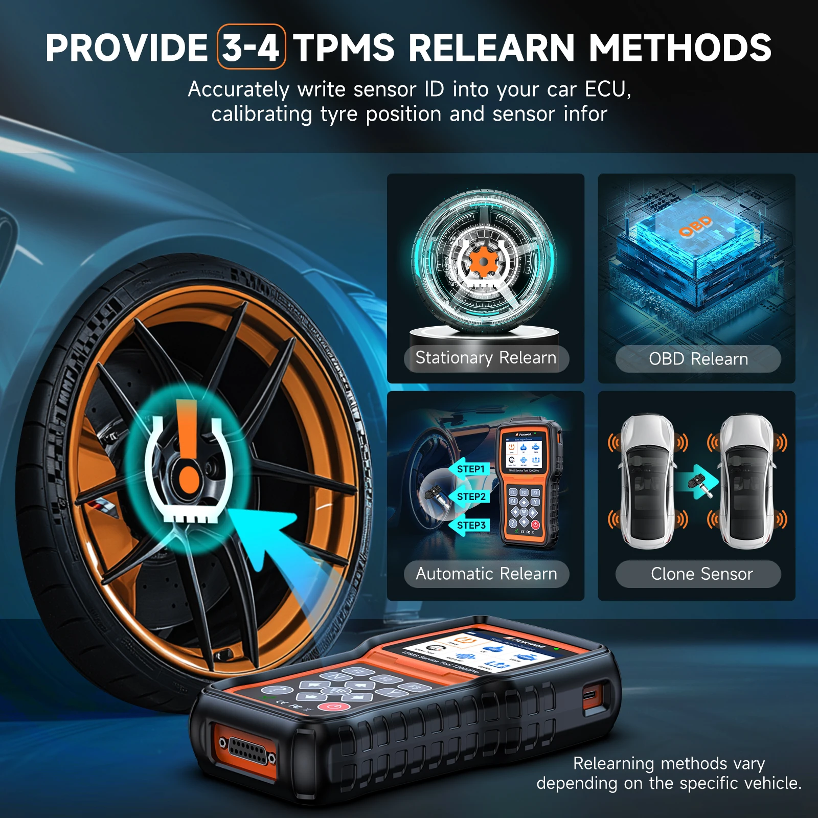 FOXWELL T2000 PRO Auto Pneumatic Pression TPMS Relearn Activer Capteurs Outil de programmation TPMS Outil de diagnostic de lecteur de code de voiture OBD2