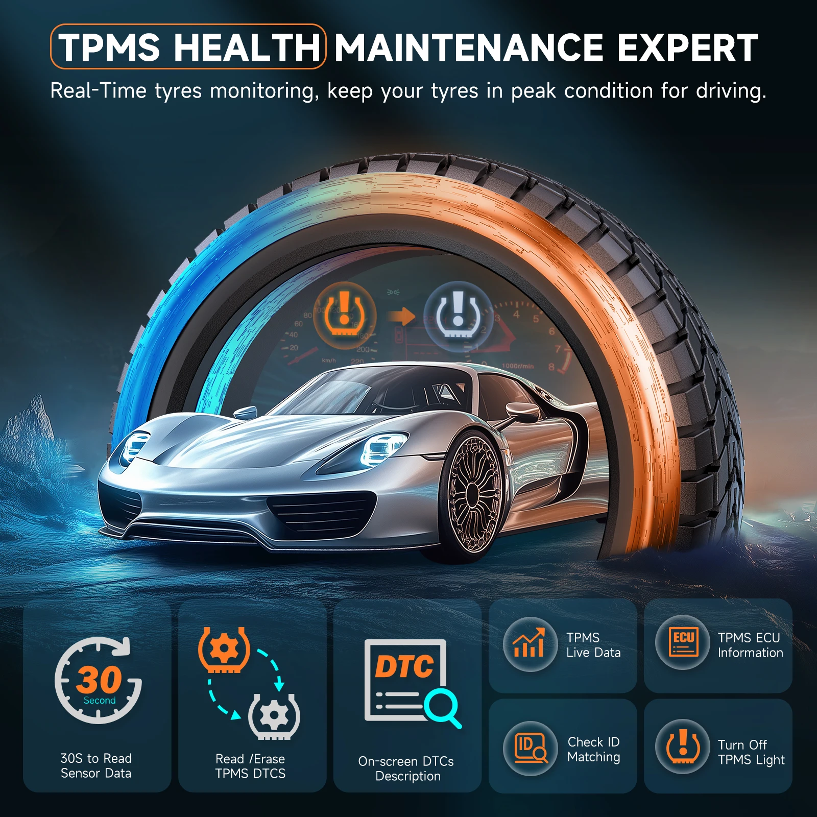 FOXWELL T2000 PRO Auto Pneumatic Pression TPMS Relearn Activer Capteurs Outil de programmation TPMS Outil de diagnostic de lecteur de code de voiture OBD2