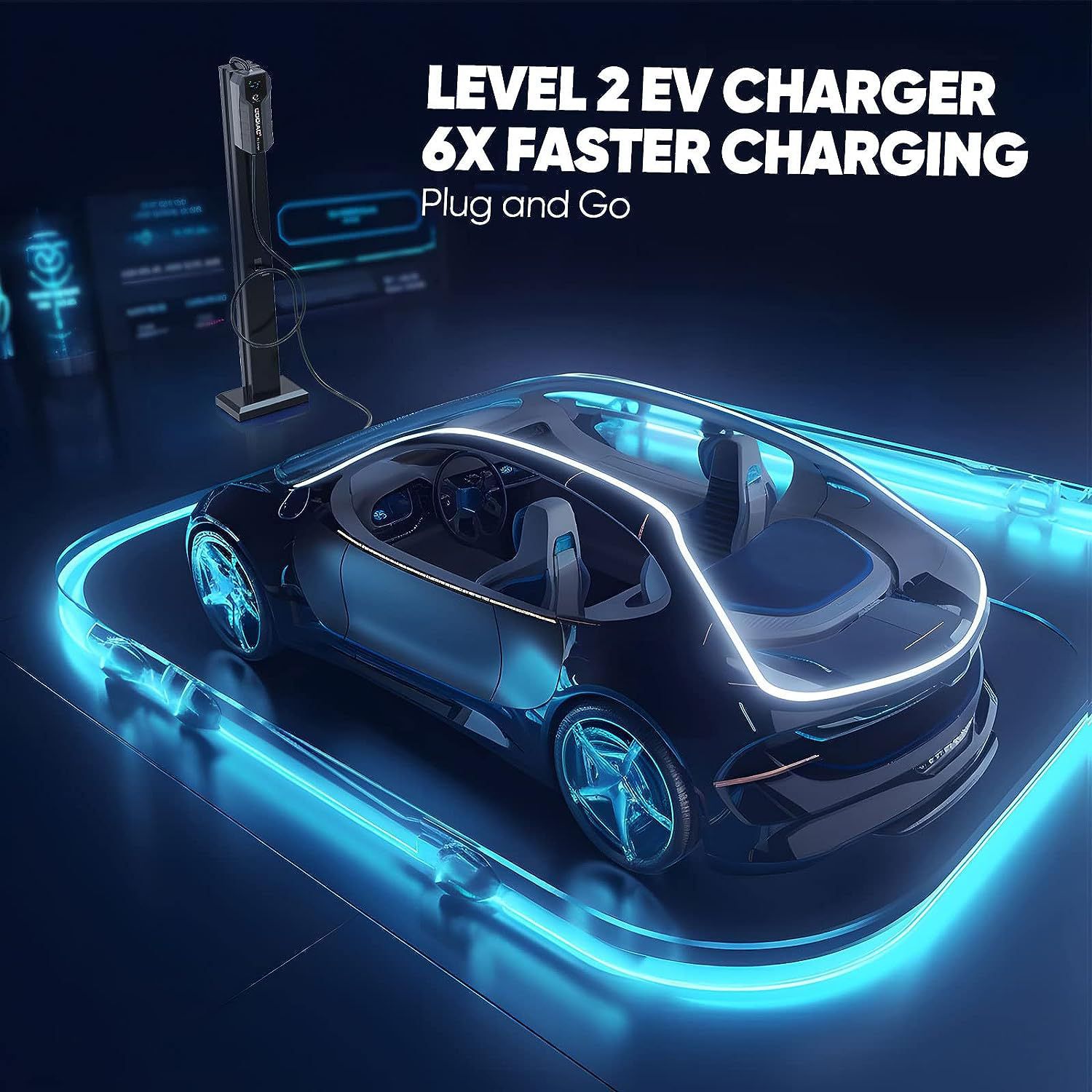 Chargeur godiag EV niveau 2 (32amp, 220V - 240V, prise NEMA 14 - 50, câble de 21 pieds) réglable 10 / 16 / 24 / 32A pour la maison j1772 ev, PHEV, moto EV