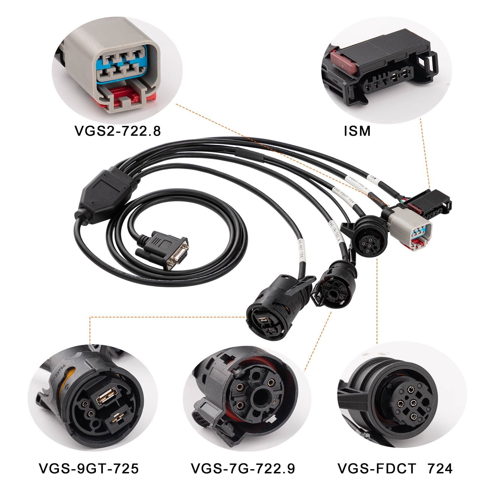 2025 GODIAG Boîte de vitesses ISM Cable 5-en-1 Set pour Mercedes Benz VGS-FDCT 724/ VGS2-722.8/ VGS-7Gtronic-722.9/ VGS-9GT-725/ ISM