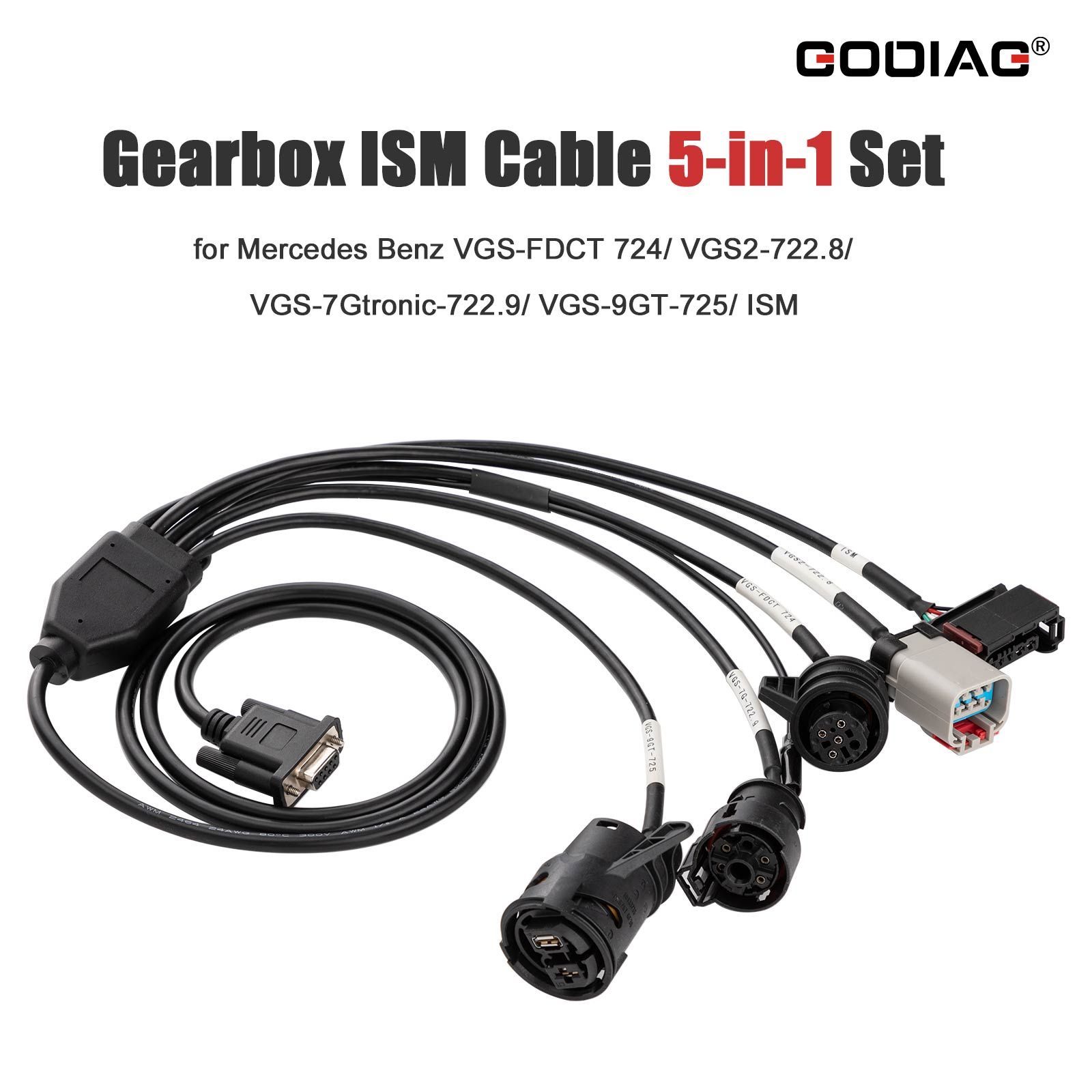 2025 GODIAG Boîte de vitesses ISM Cable 5-en-1 Set pour Mercedes Benz VGS-FDCT 724/ VGS2-722.8/ VGS-7Gtronic-722.9/ VGS-9GT-725/ ISM