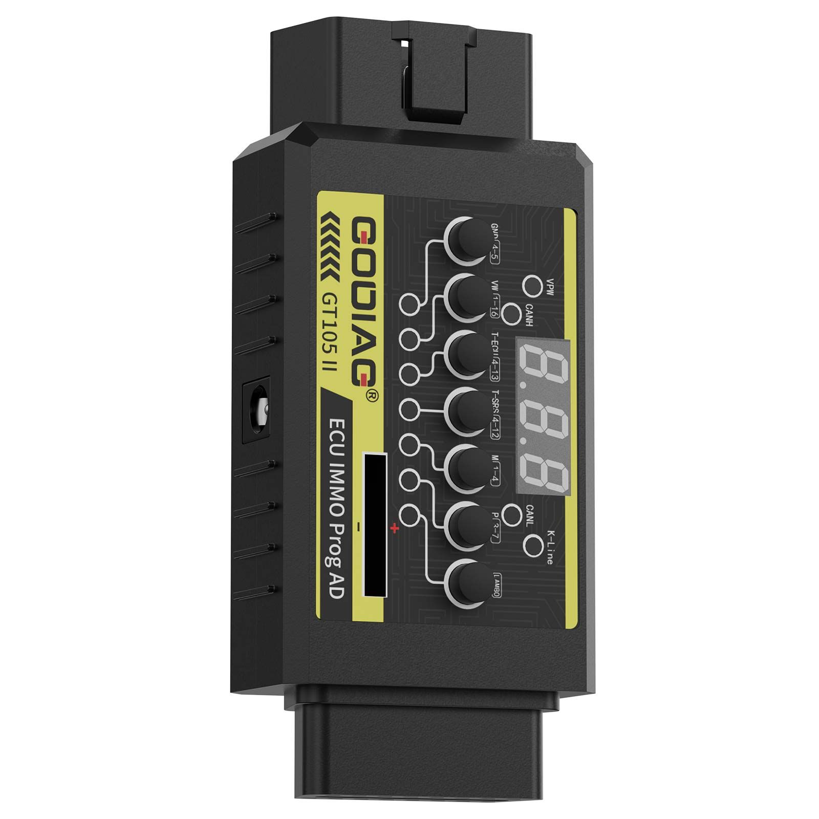 GODIAG GT105 II ECU IMMO Prog AD OBD2 Break Out Box ECU Connecteur Affichage Voltage du véhicule Voltage de la batterie de la voiture inférieure à 11V