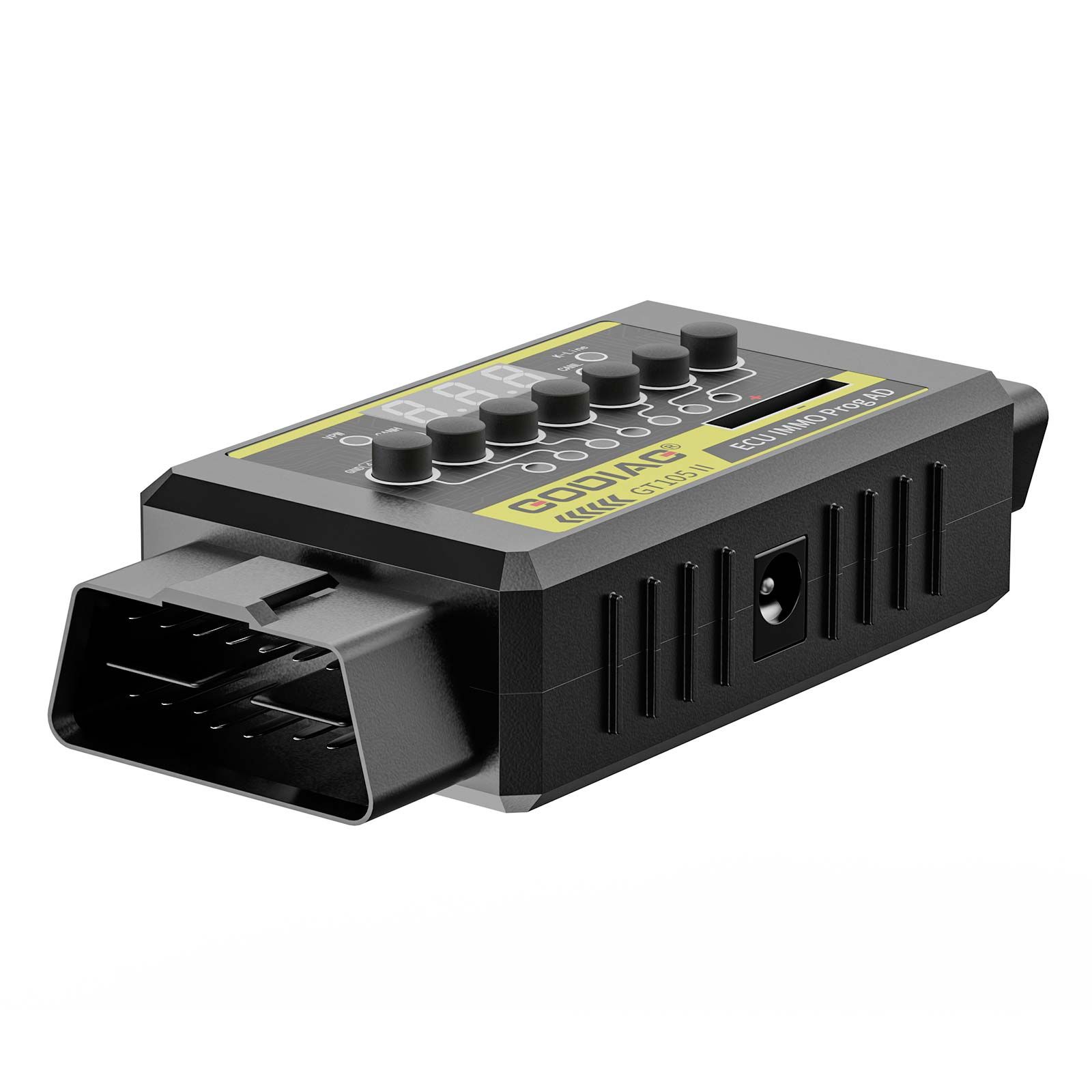 GODIAG GT105 II ECU IMMO Prog AD OBD2 Break Out Box ECU Connecteur Affichage Voltage du véhicule Voltage de la batterie de la voiture inférieure à 11V