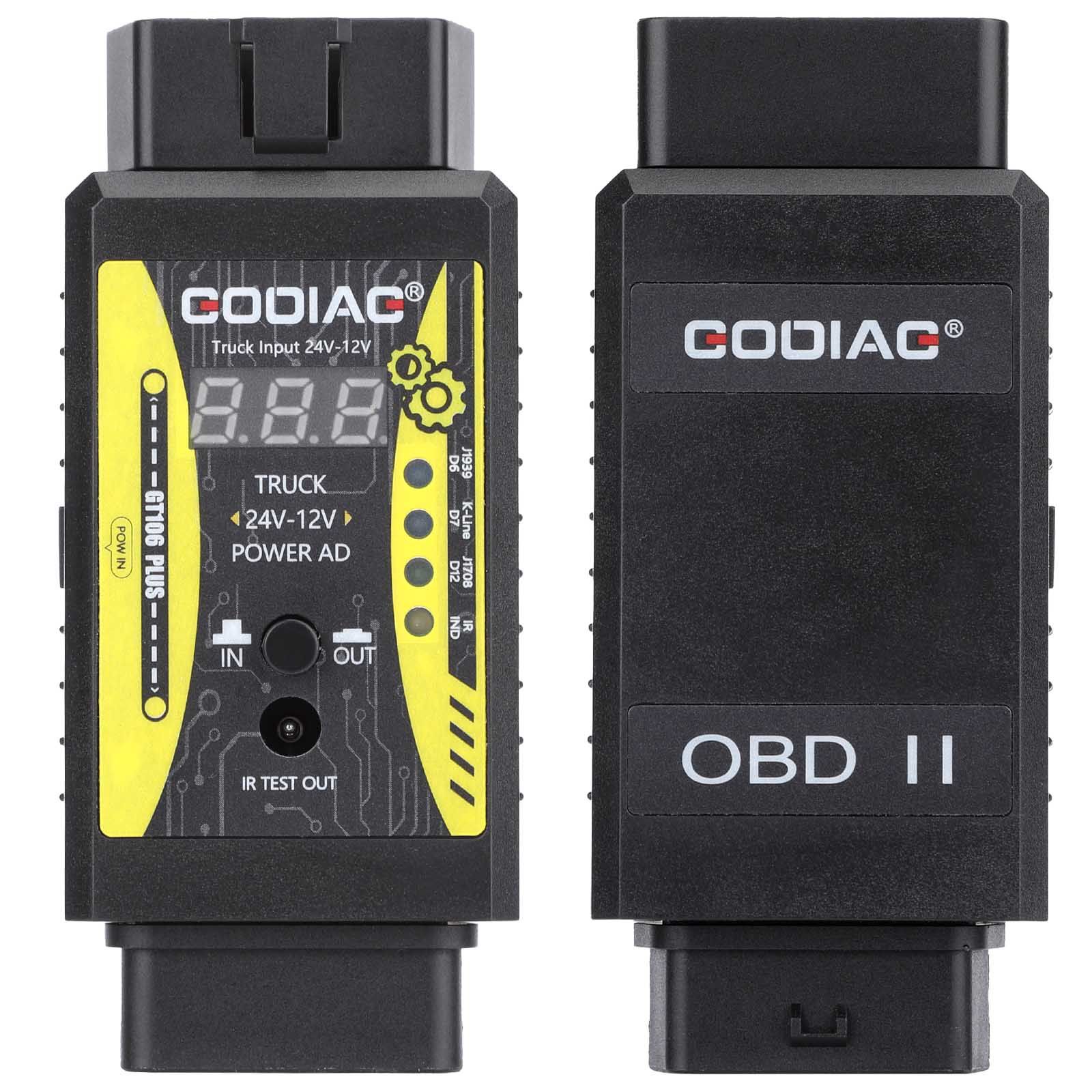 2025 GODIAG GT106 PLUS Adaptateur de camion lourd de 24V à 12V récemment ajouté Nettoyage et test d'injecteur de carburant Test de relais pour voitures et camions
