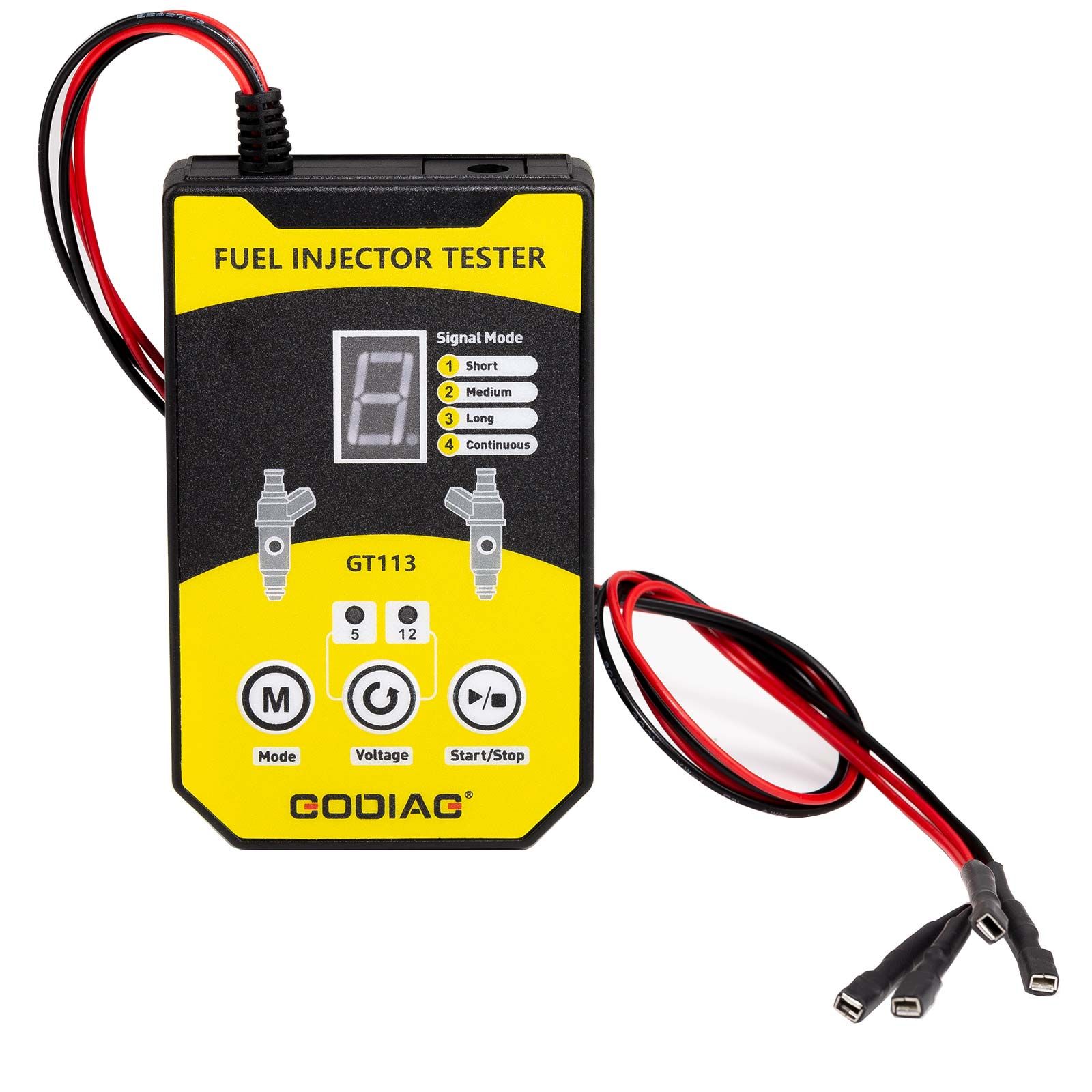 2025 GODIAG GT113 Universal Fuel Injector Tester & Cleaner Kit - 6 tailles d'adaptateur et 8 modes d'impulsion pour voitures, motocyclettes et véhicules légers