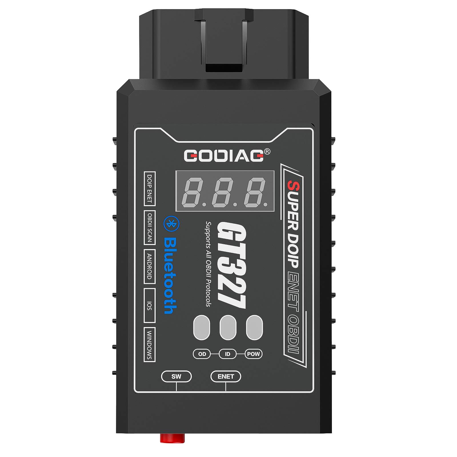 GODIAG GT327 SUPER DOIP ENET ELM327v1.5 Bluetooth 4.0 OBDII Scanner avec affichage de tension pour iOS / Android / Windows