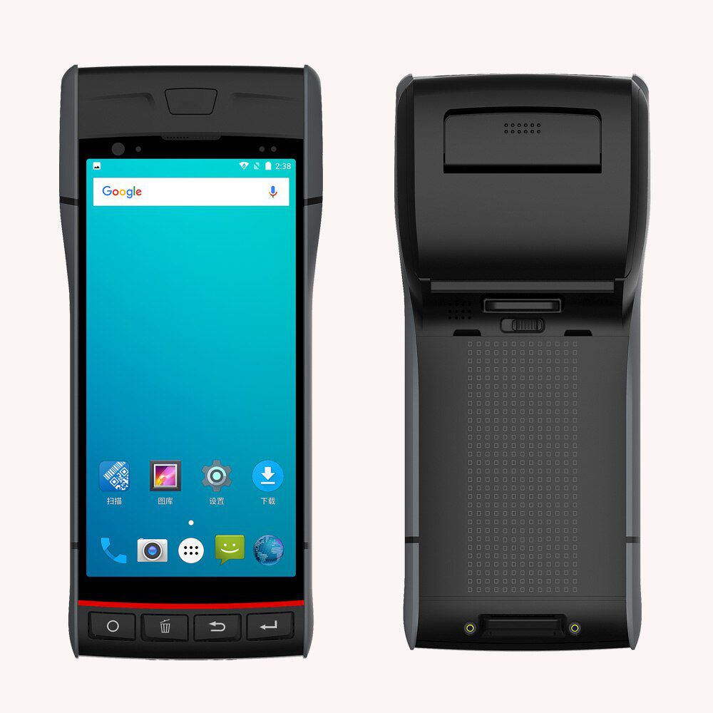 Terminal de point de vente portatif intelligent mobile PDA autocollant intégré imprimante thermique Android 8.1 scanner de code à barres 2D 1D