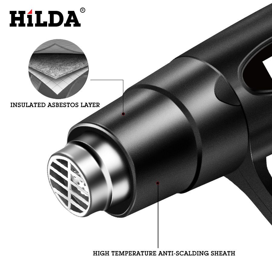 Hilda 2000w Hot Air Gun, 2 thermostats réglables, Advanced Electric Hot Air Gun 220V Electric Tool