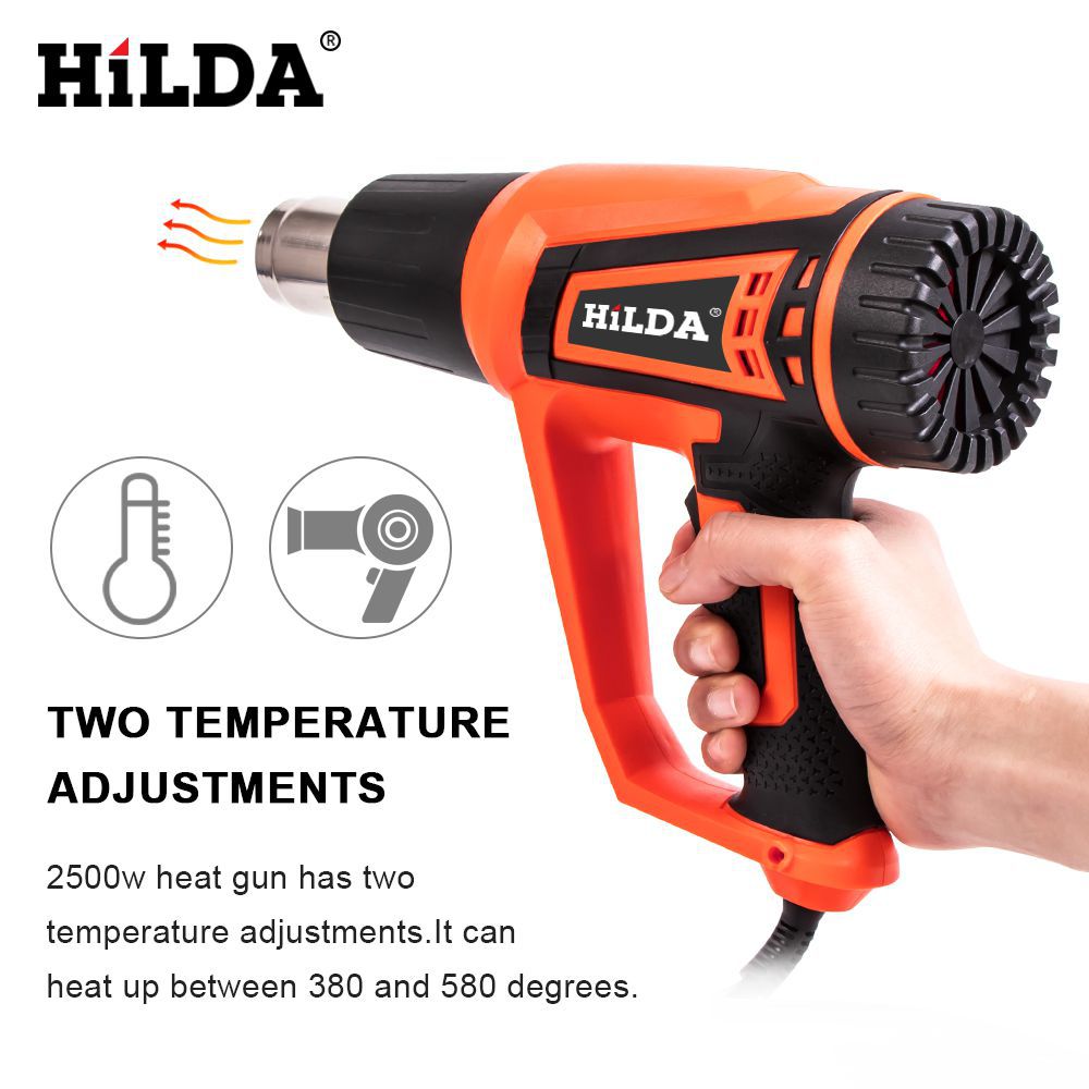 Canon à air chaud Hilda 2500W, 2 thermostats réglables, canon à air chaud électrique avancé 220V outil électrique