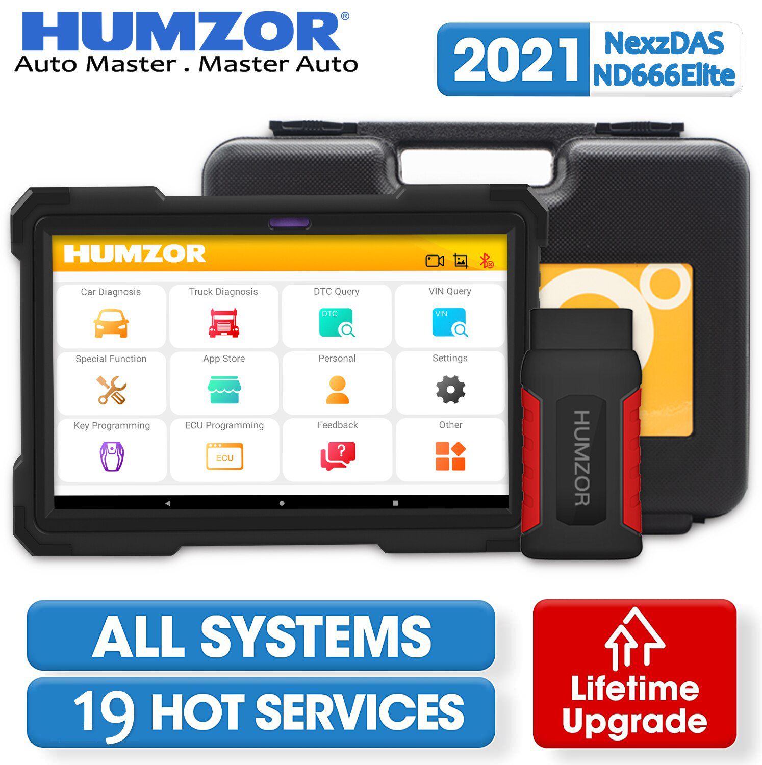Humzor nd666 Elite OBD2 le scanner obd est équipé de 19 fonctions de maintenance diagnostic complet du système