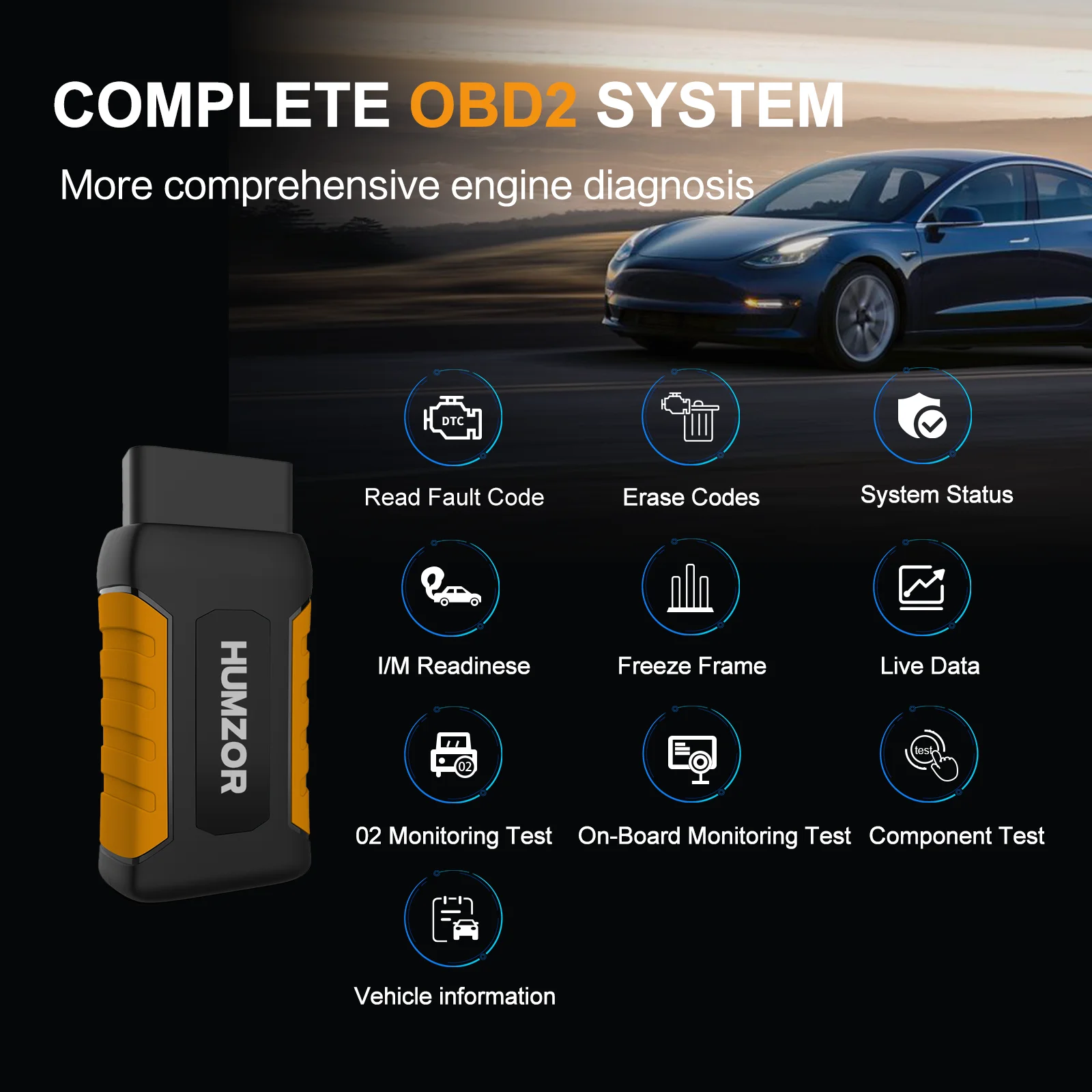 HUMZOR NexzDAS ND326 outil de diagnostic de voiture système complet OBD2 scanner clé programmeur voiture vérifier lecteur de code moteur TPMS EPB SAS réinitialiser