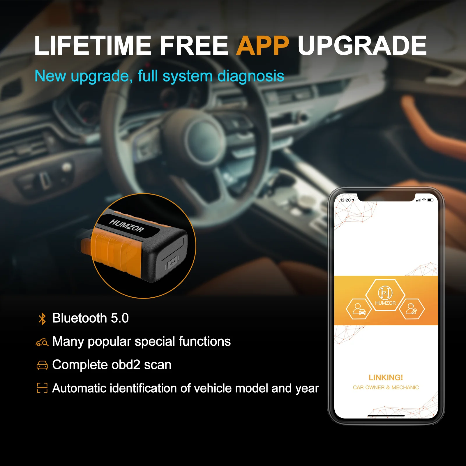 HUMZOR NexzDAS ND326 outil de diagnostic de voiture système complet OBD2 scanner clé programmeur voiture vérifier lecteur de code moteur TPMS EPB SAS réinitialiser
