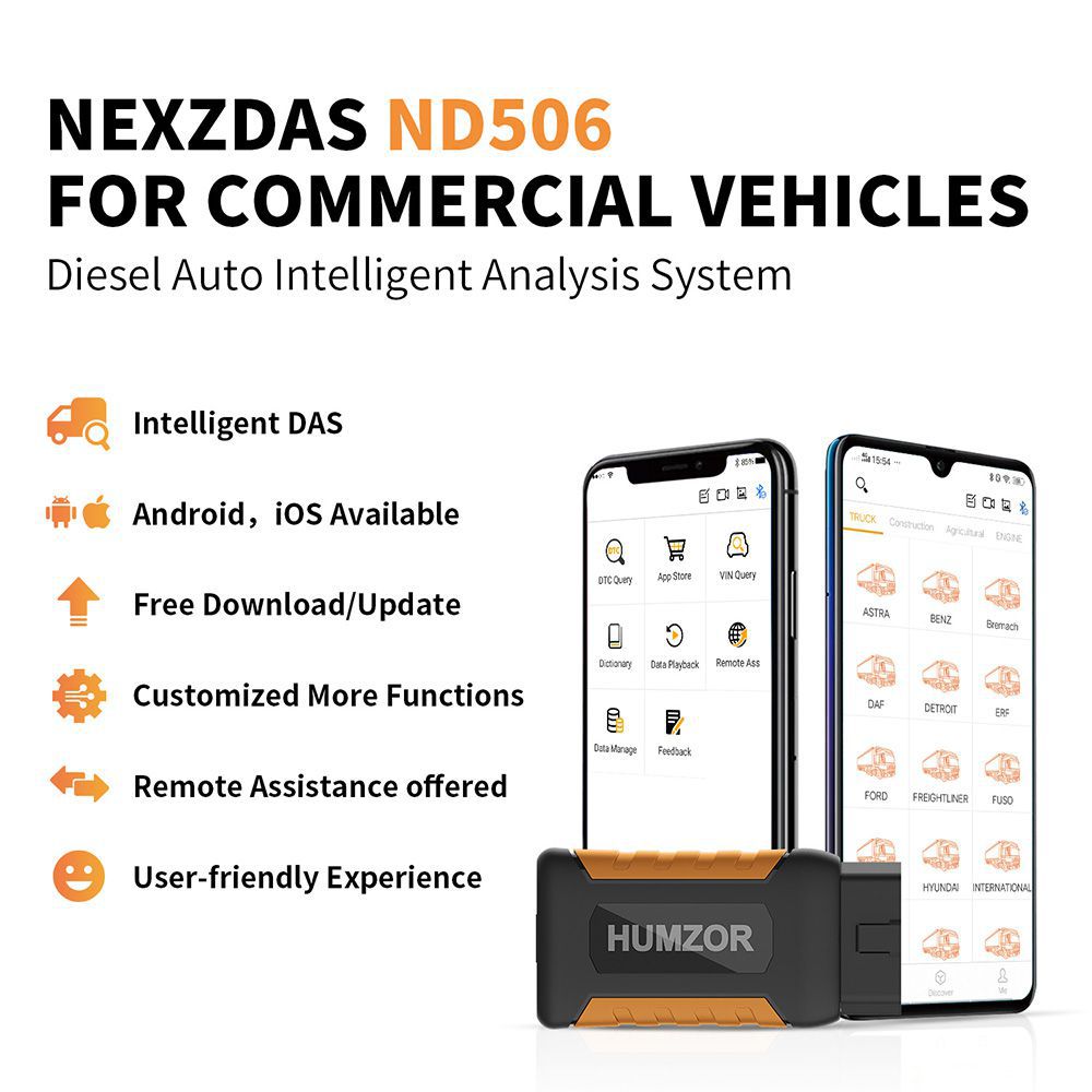 Humzor nexzdas nd506 Utility Vehicle Diesel full System intelligent Diagnostic tool Truck scanner